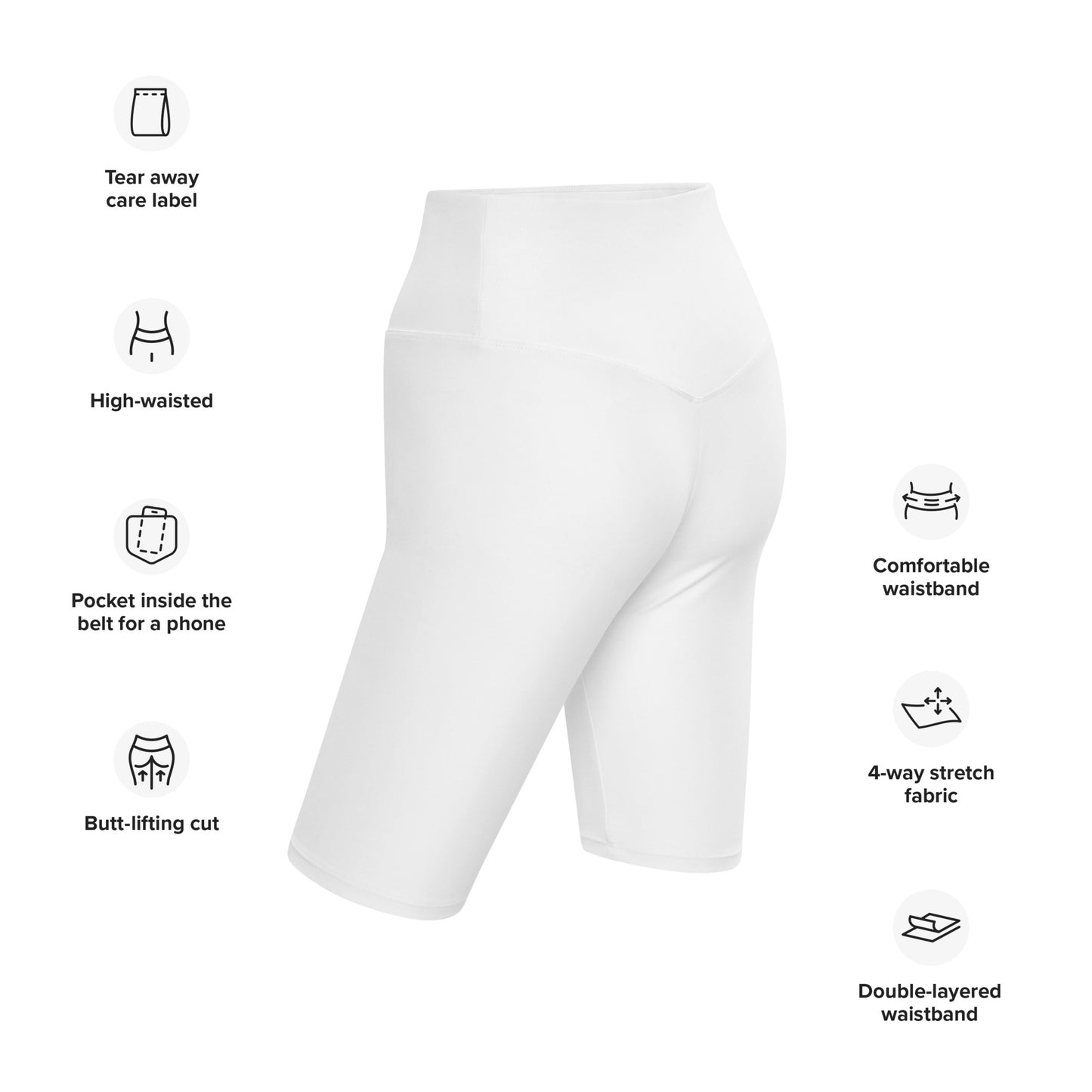 White High-Rise Biker Shorts - Activewear Well