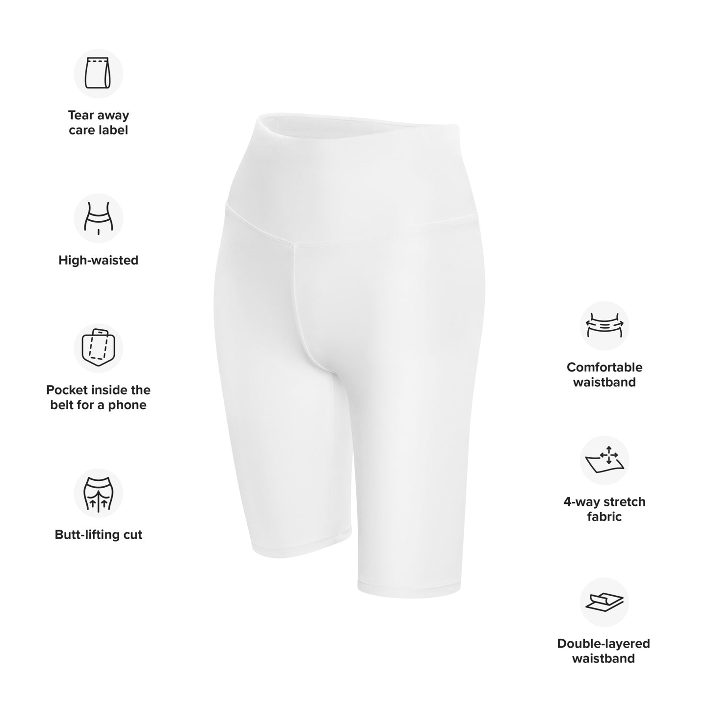 White High-Rise Biker Shorts - Activewear Well