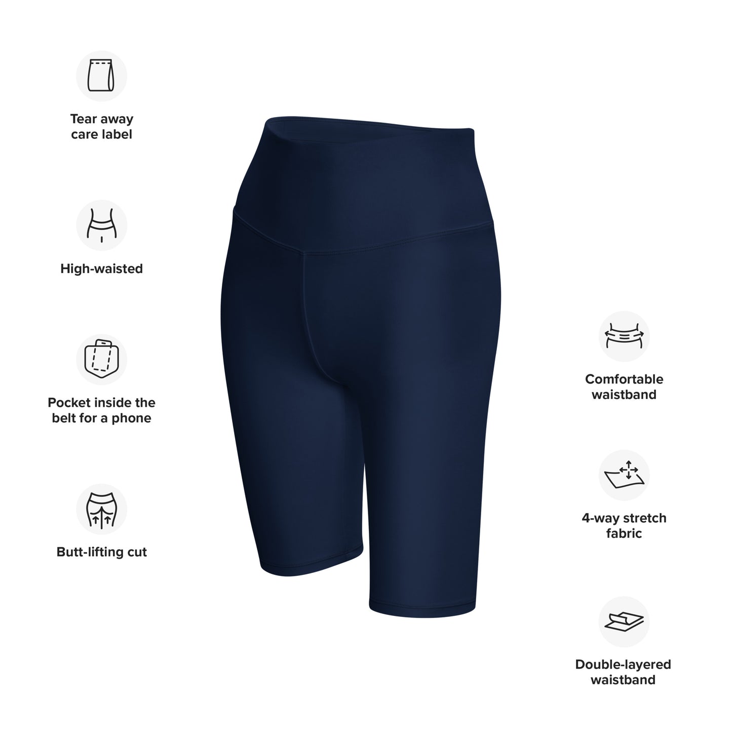 Navy High-Rise Biker Shorts - Activewear Well