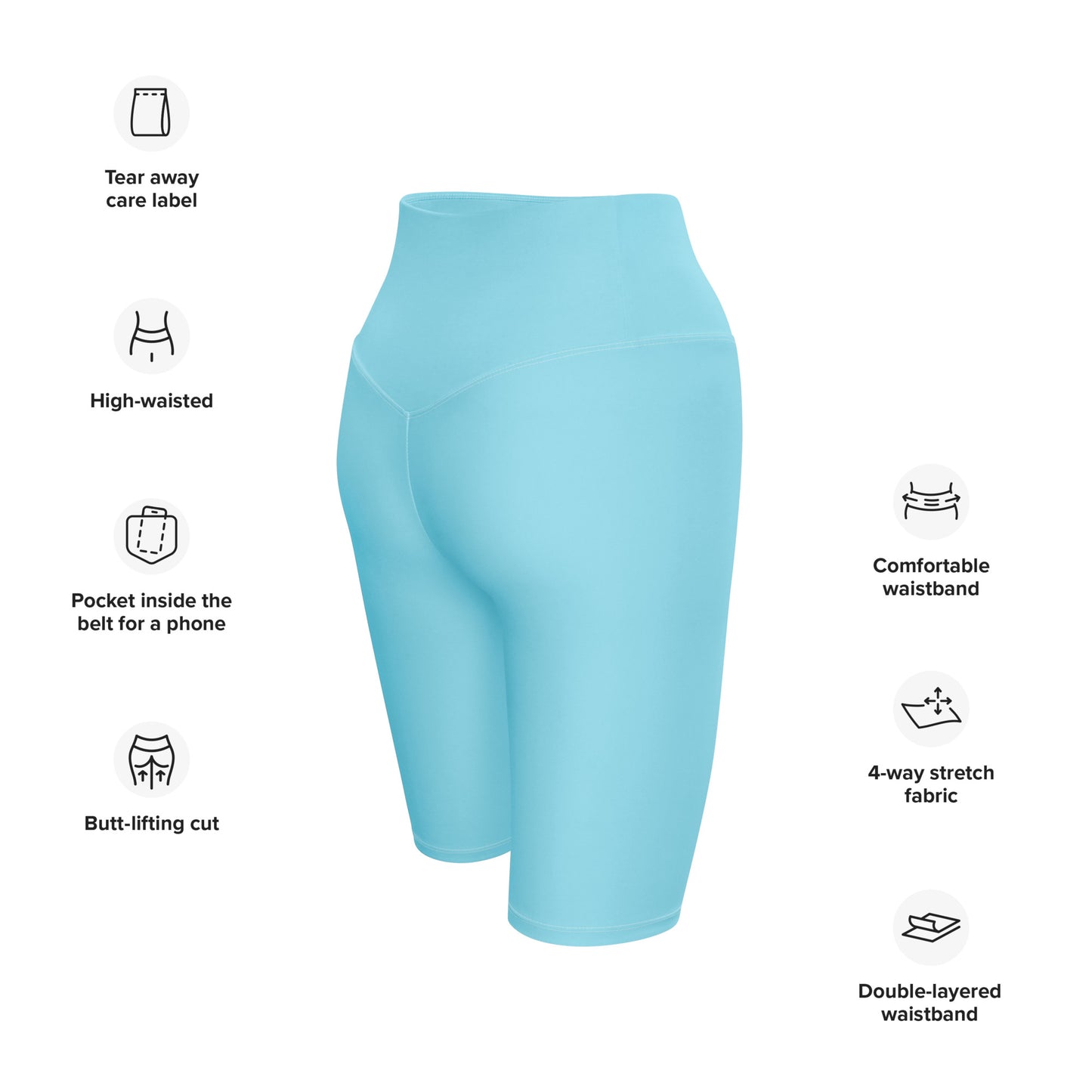 Blue High-Rise Biker Shorts - Activewear Well