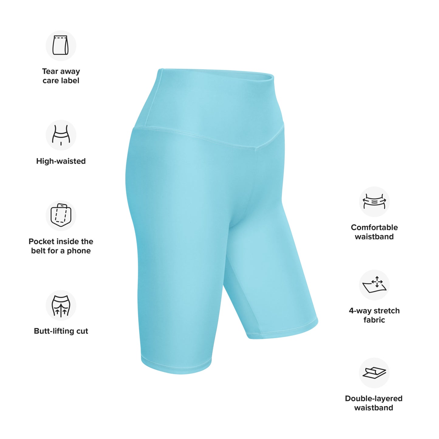 Blue High-Rise Biker Shorts - Activewear Well