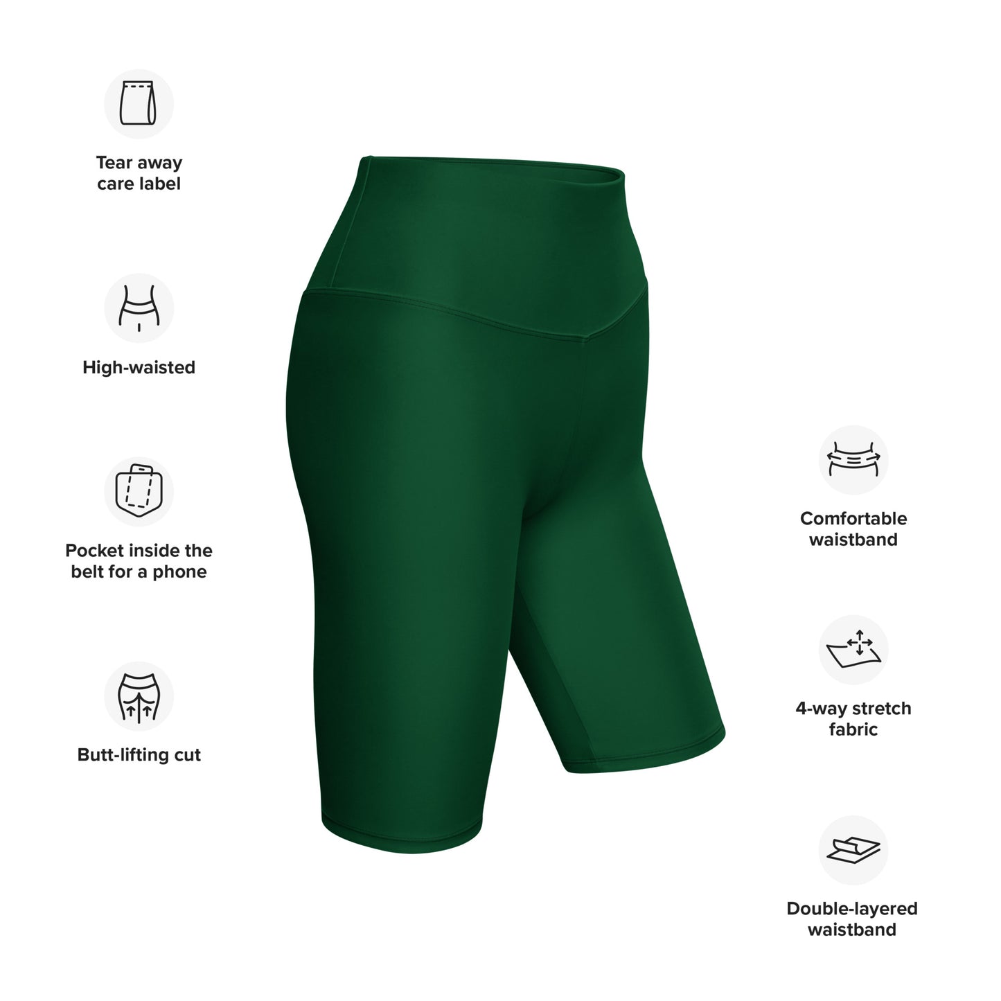 Forest Green High-Rise Biker Shorts - Activewear Well