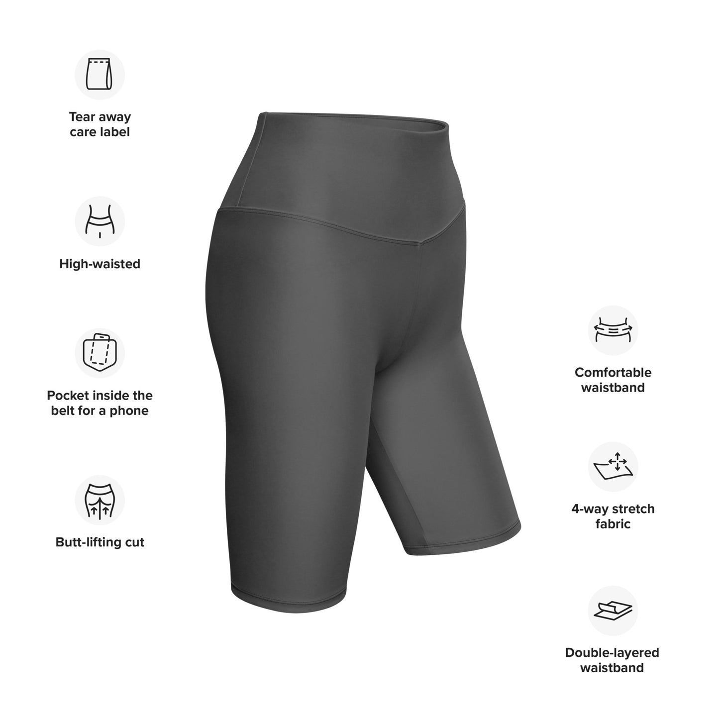 Grey High-Rise Biker Shorts - Activewear Well