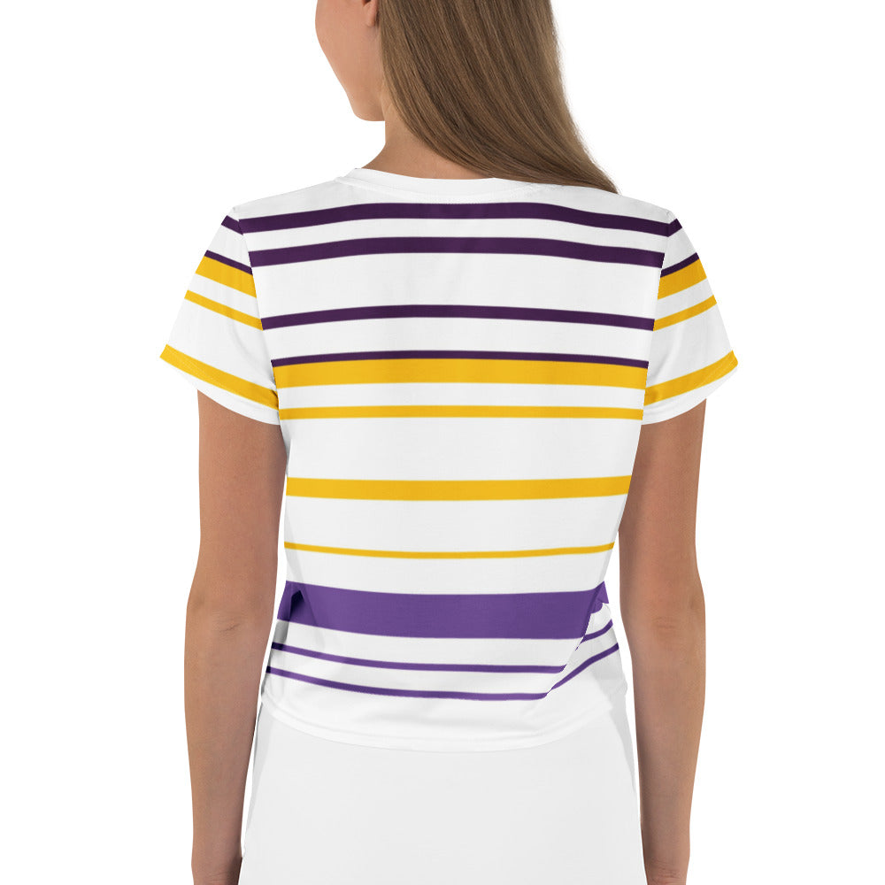 Women's Yellow Striped Crop Tee - Activewear Well