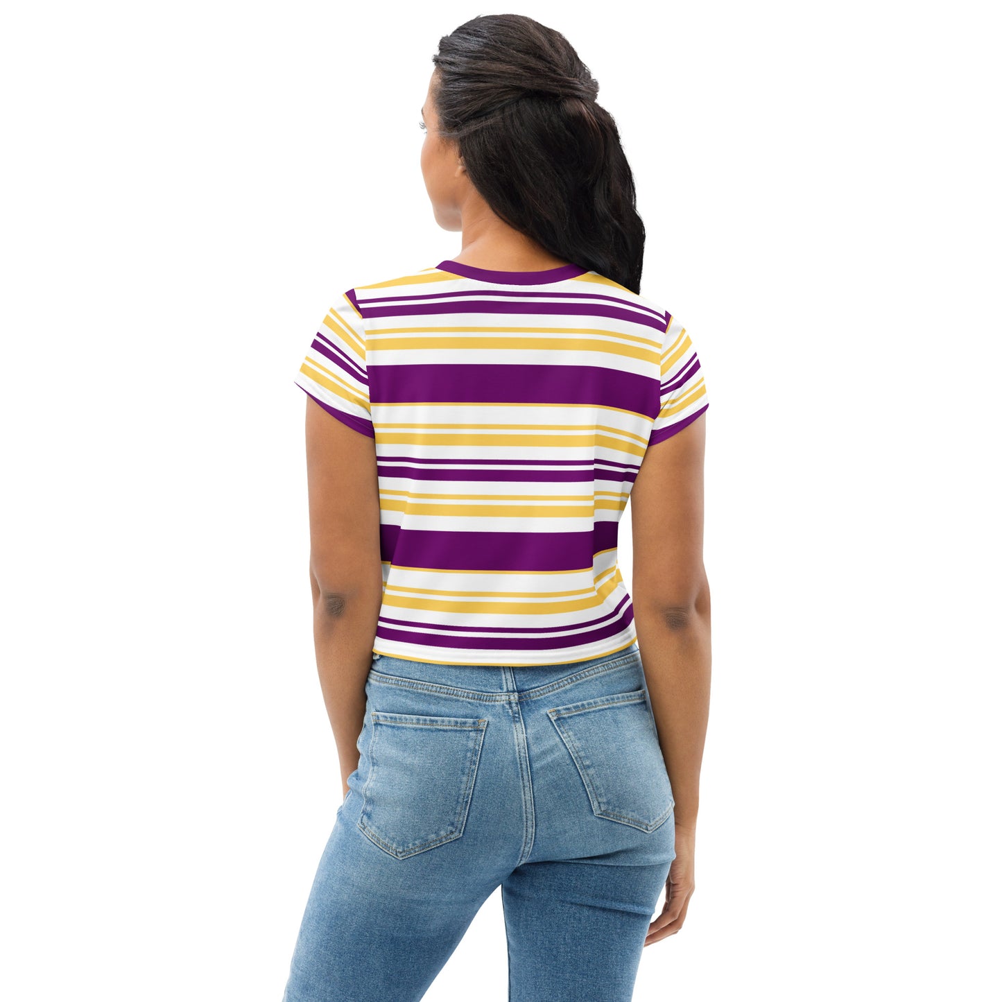 Women's Purple Striped Crop Tee - Activewear Well