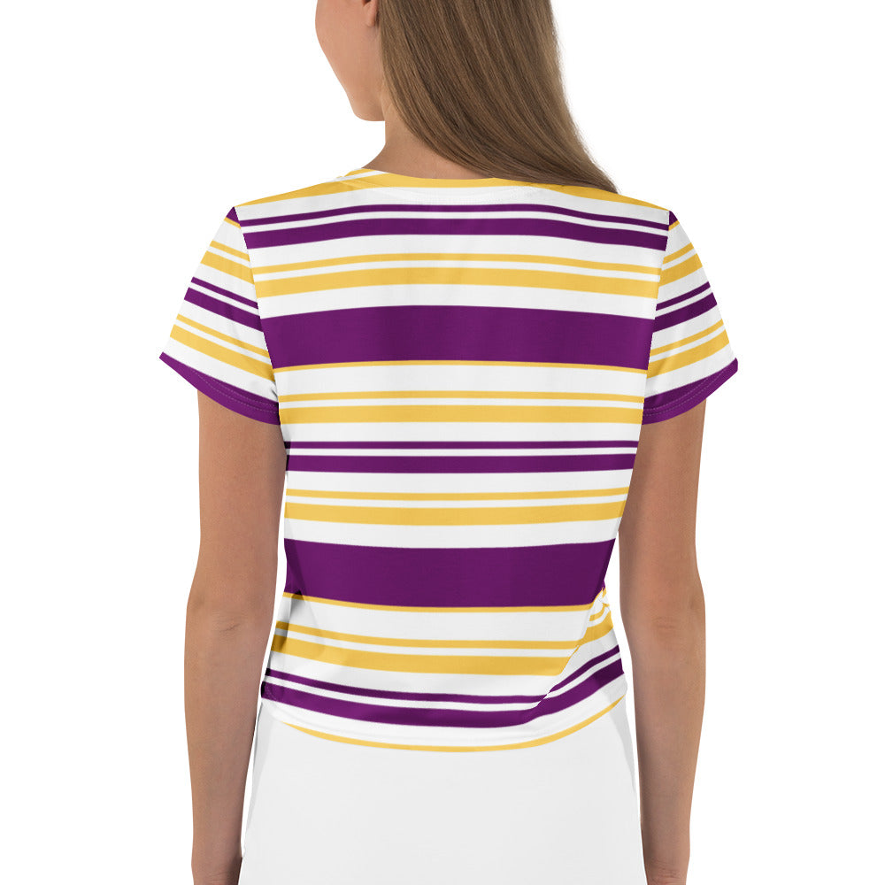 Women's Purple Striped Crop Tee - Activewear Well