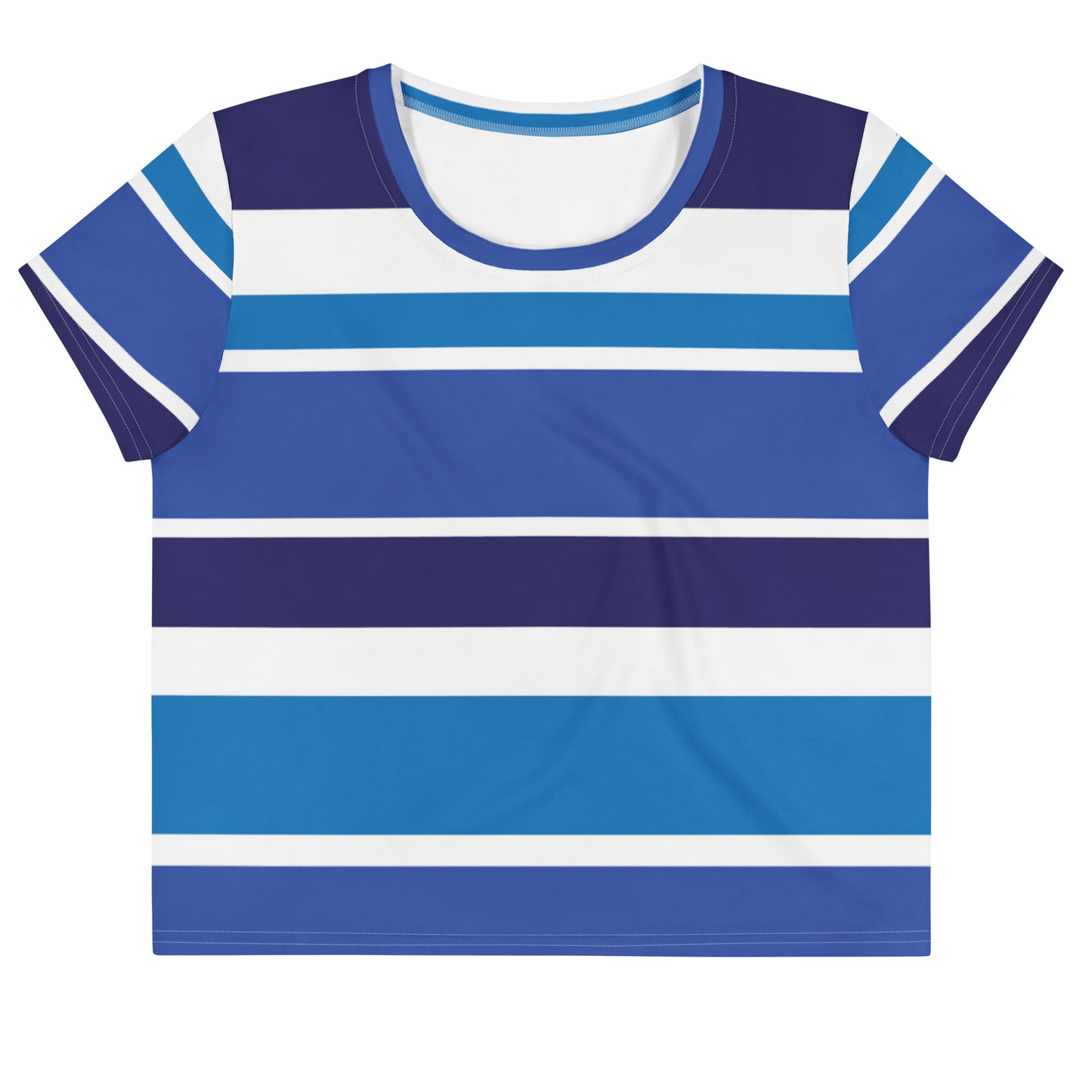 Women's Blue Striped Crop Tee - Activewear Well