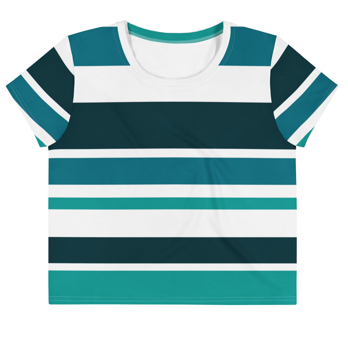Women's Green Striped Crop Tee - Activewear Well