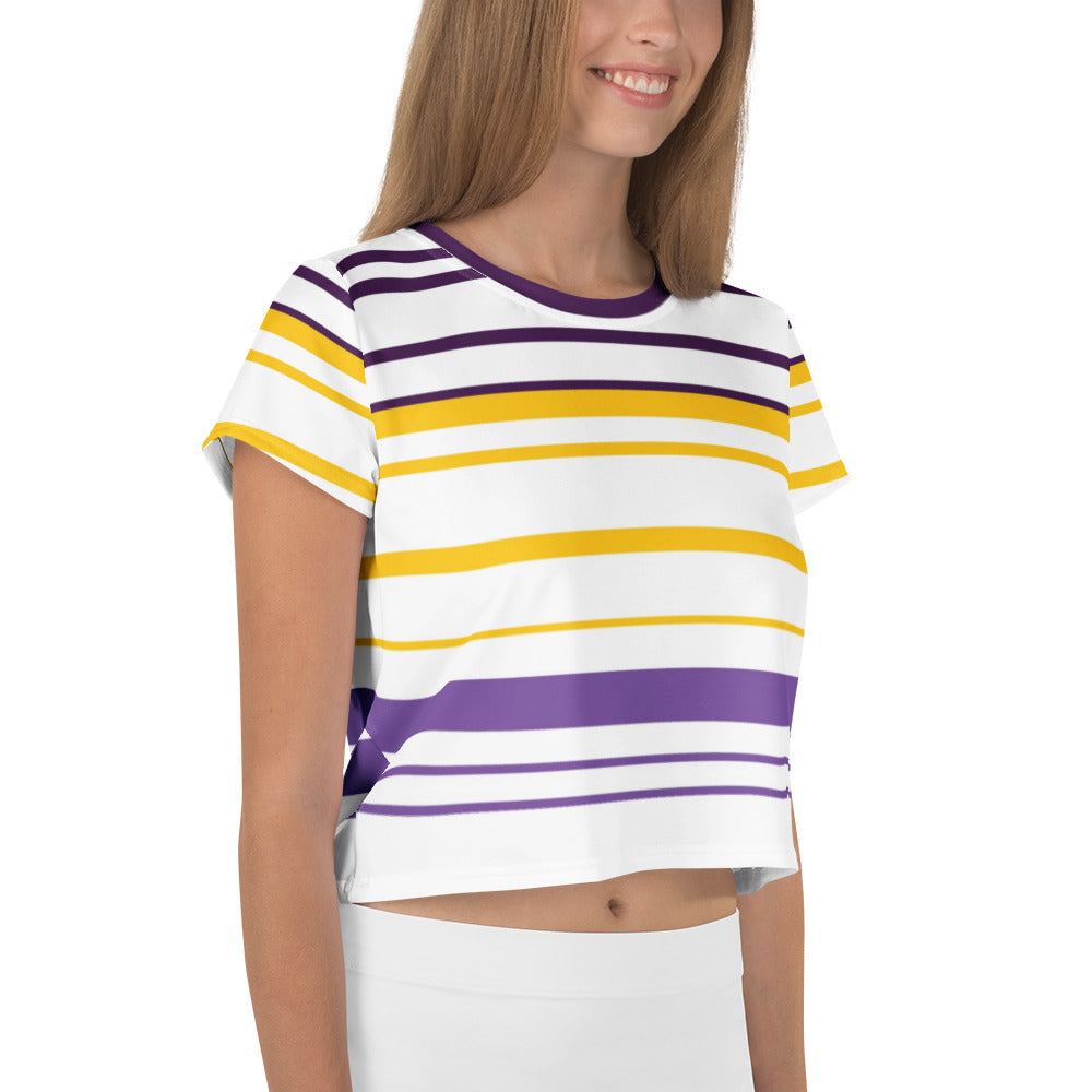 Women's Yellow Striped Crop Tee - Activewear Well