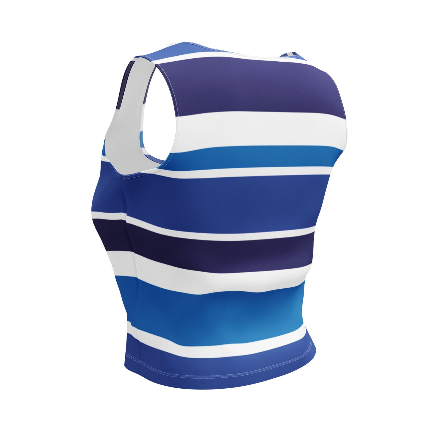 Women's Blue Striped Crop Top - Activewear Well