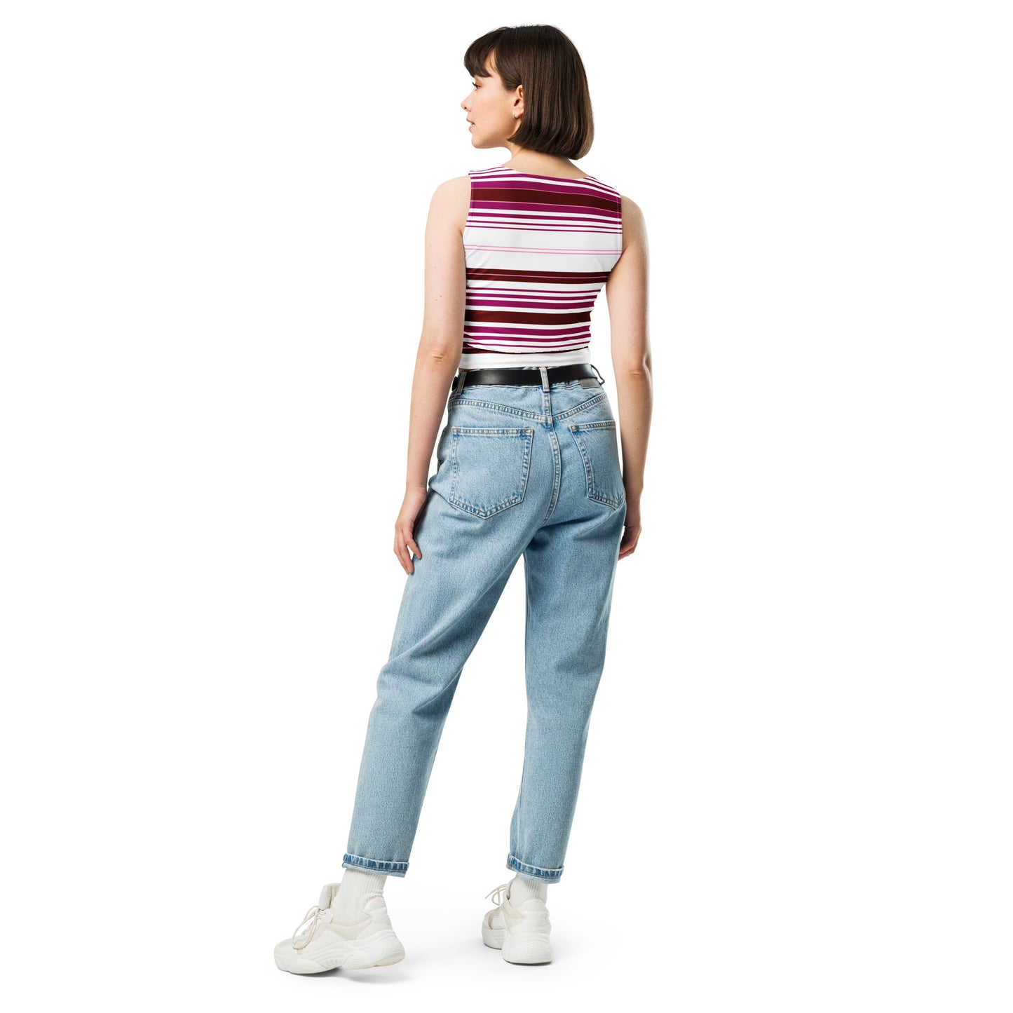 Women's Purple Striped Crop Top - Activewear Well