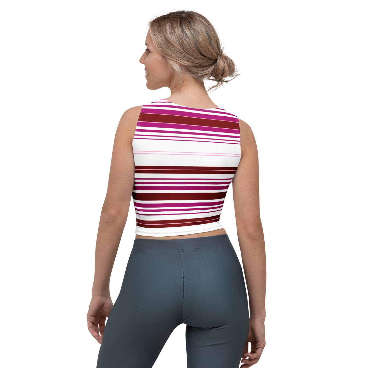 Women's Purple Striped Crop Top - Activewear Well
