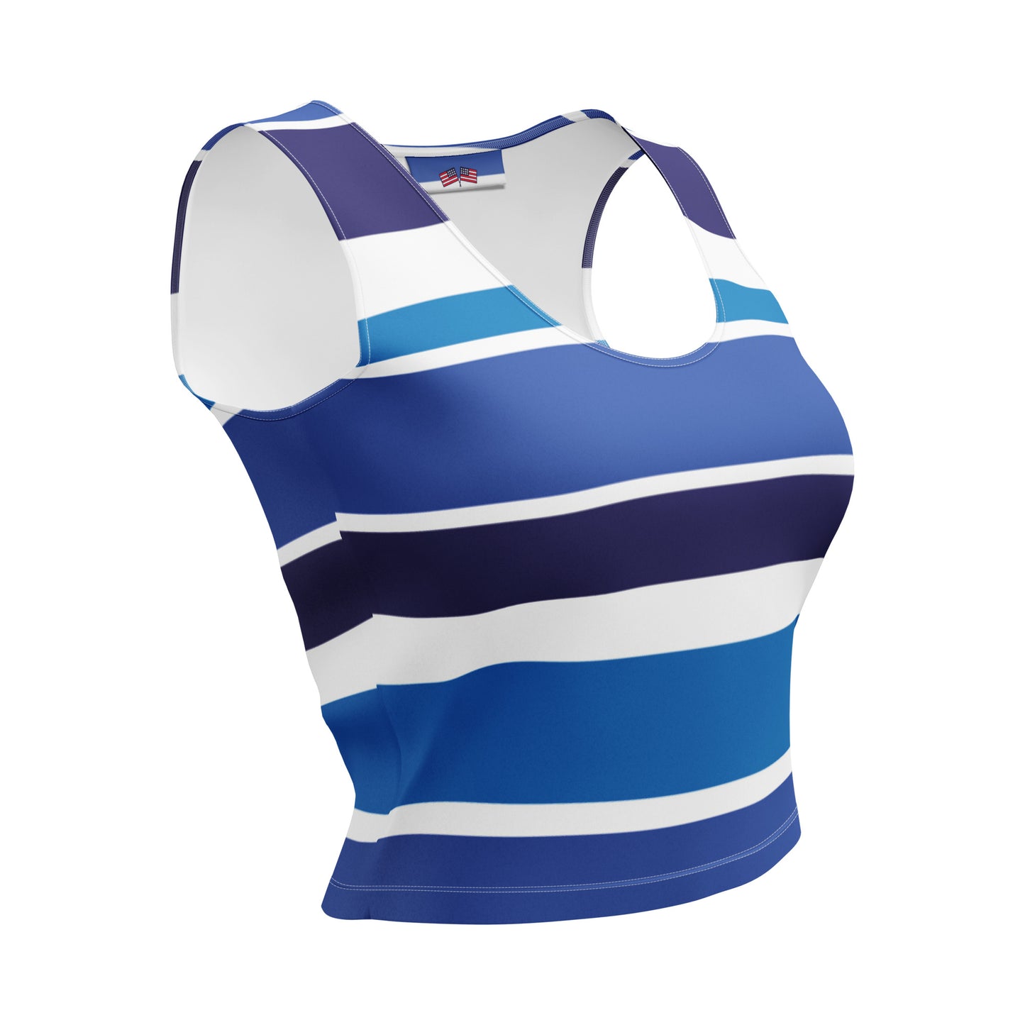 Women's Blue Striped Crop Top - Activewear Well
