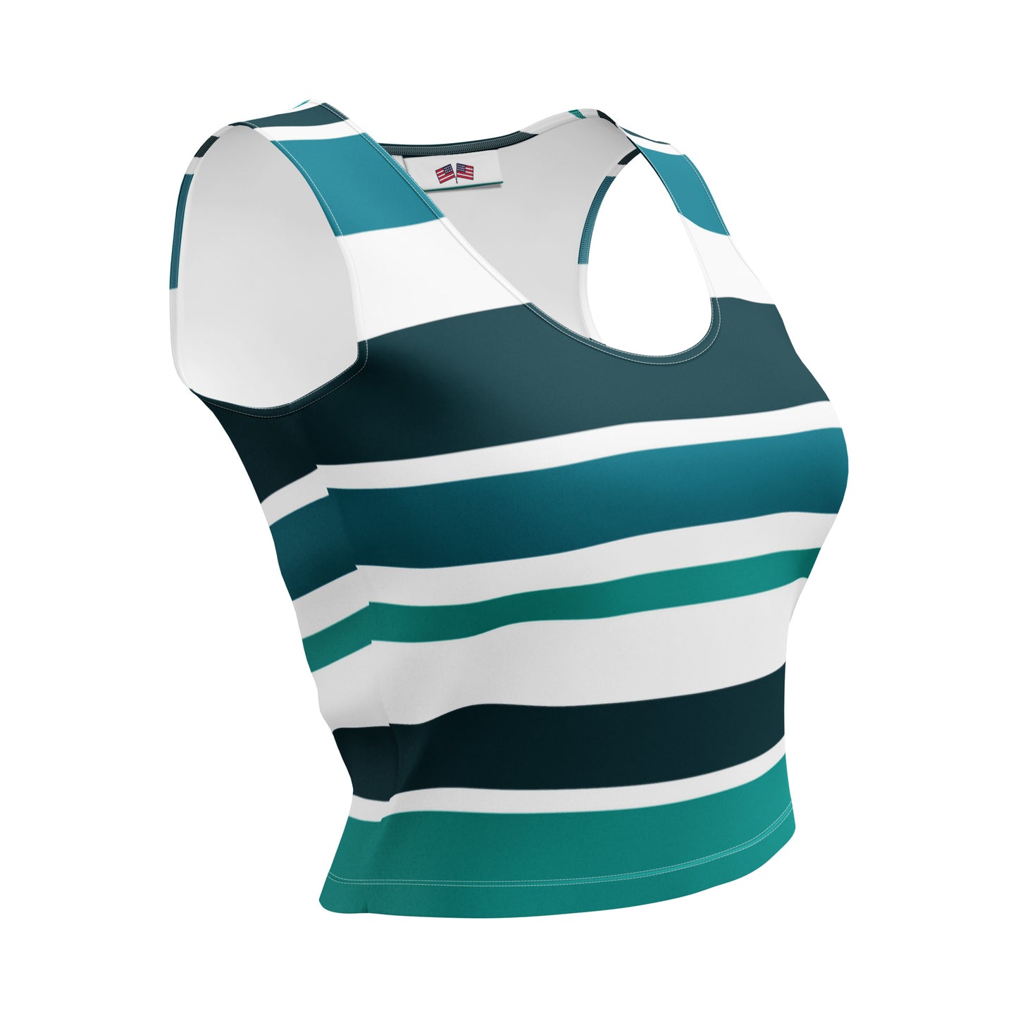 Women's Green Striped Crop Top - Activewear Well