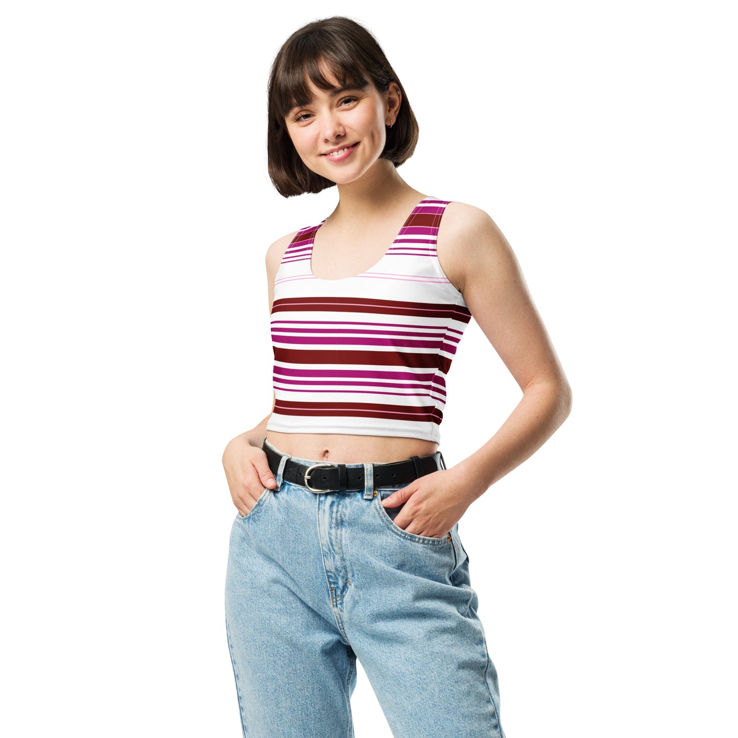 Women's Purple Striped Crop Top - Activewear Well