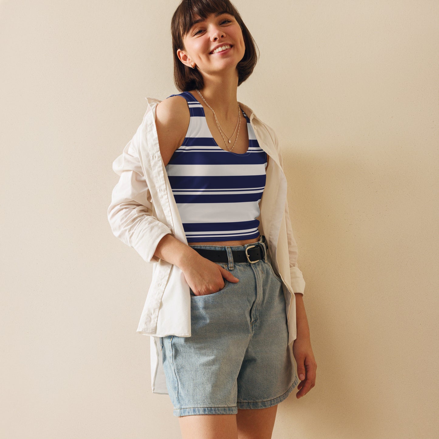 Women's Striped Crop Top - Activewear Well