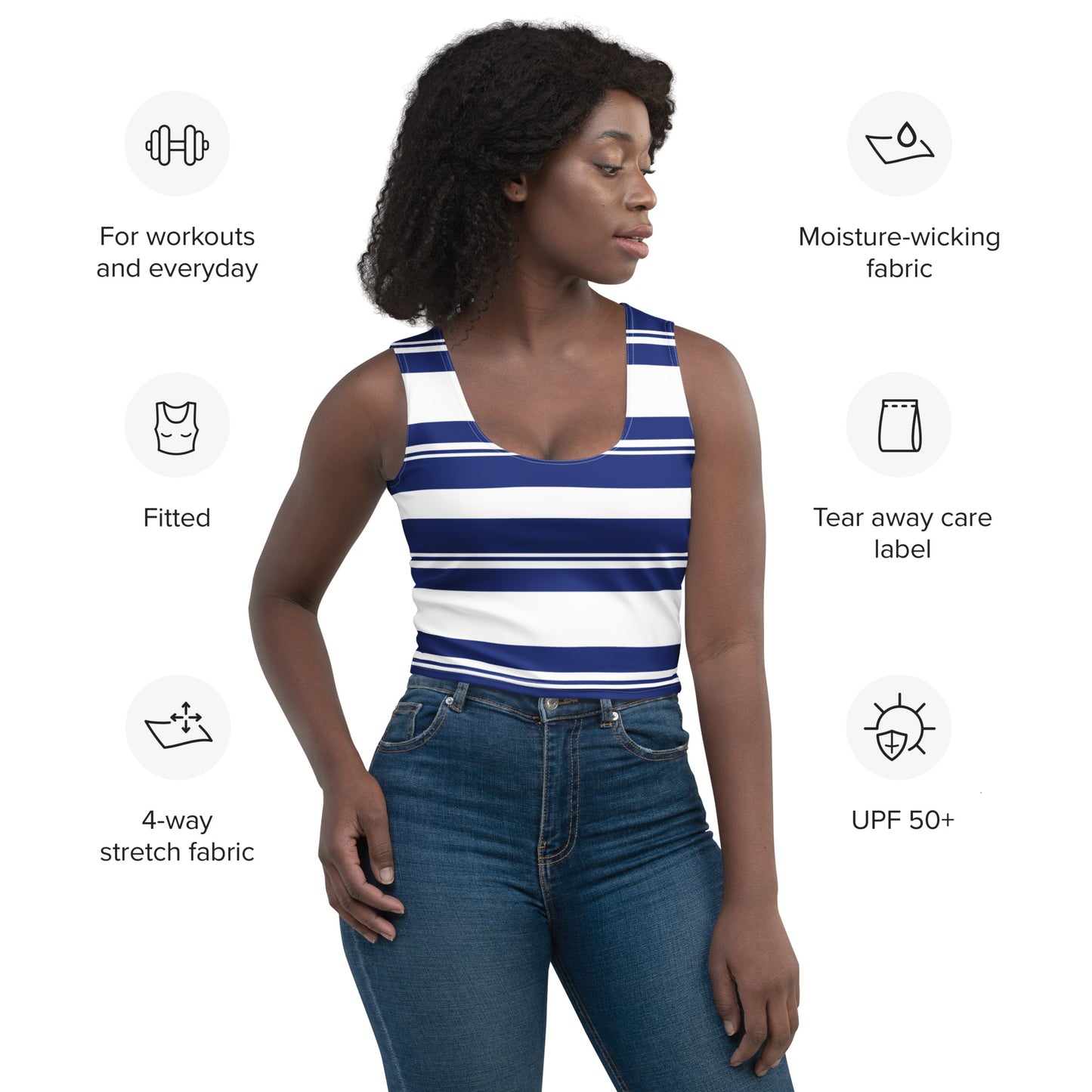 Women's Striped Crop Top - Activewear Well