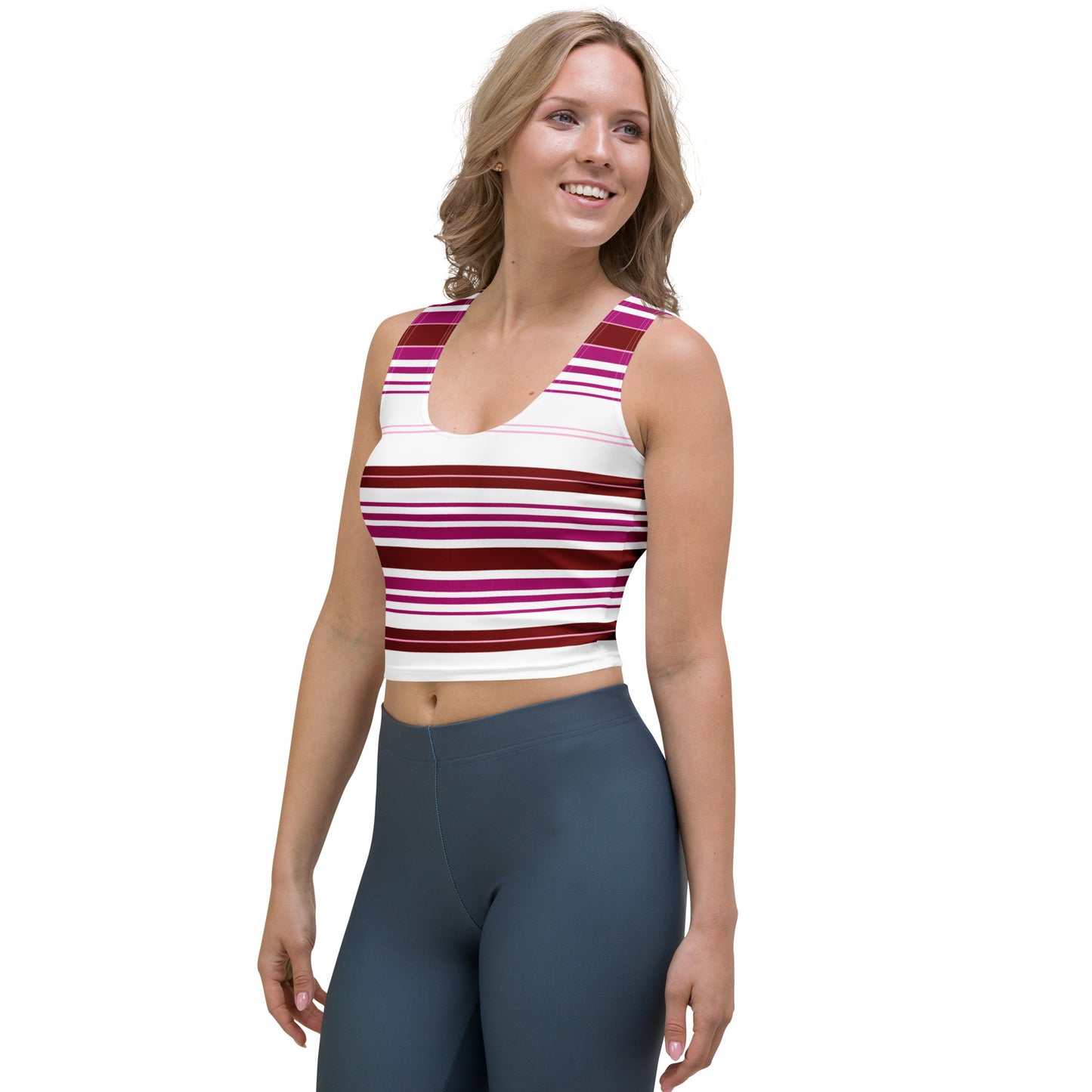 Women's Purple Striped Crop Top - Activewear Well