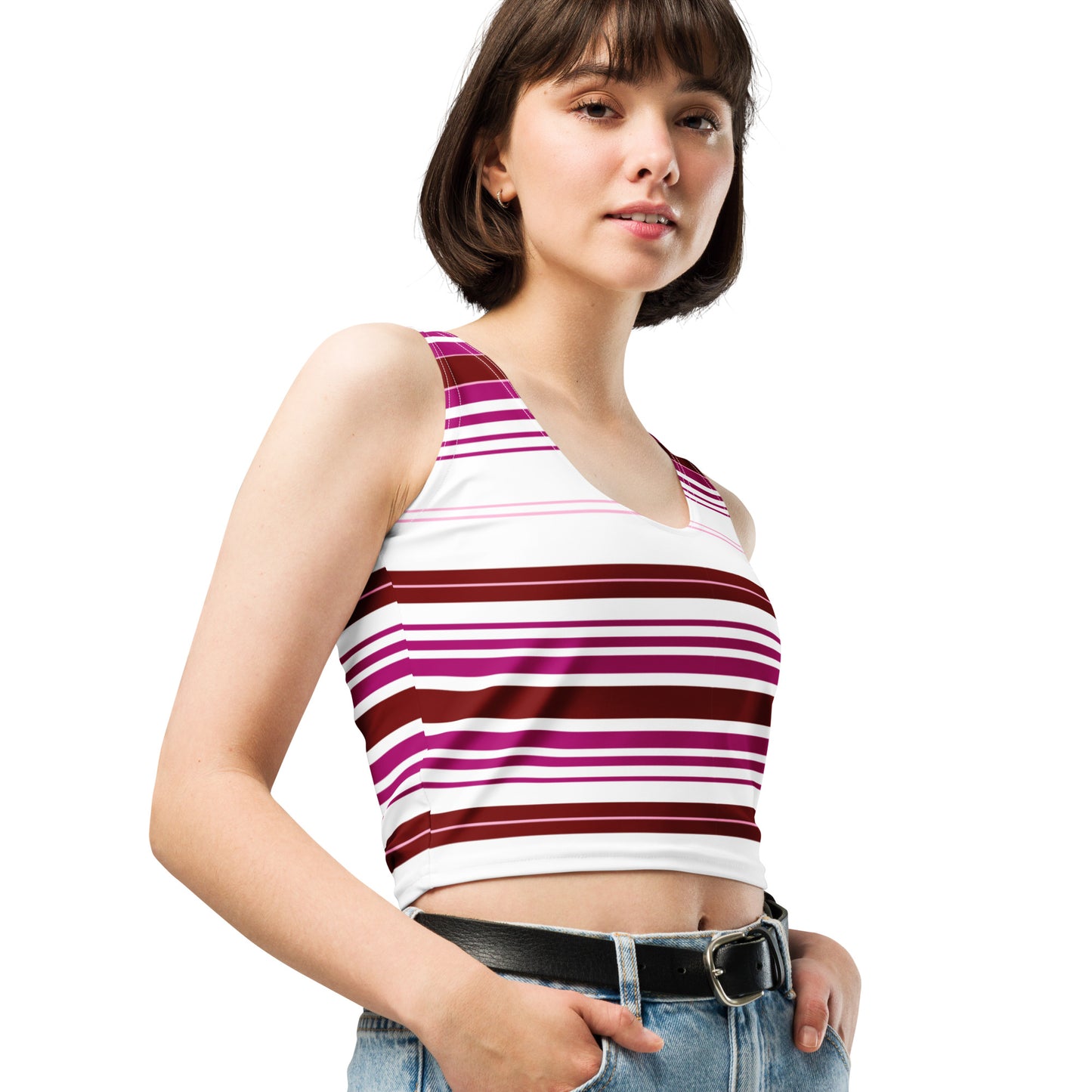 Women's Purple Striped Crop Top - Activewear Well
