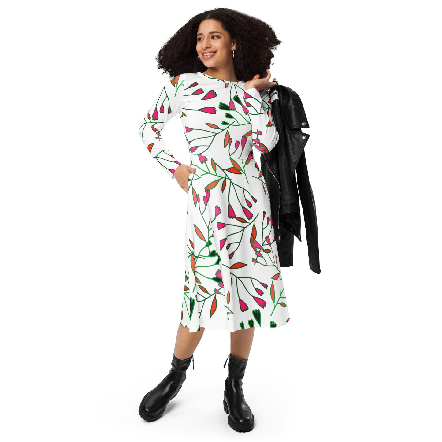 Joyce Long Sleeve Midi Dress - Activewear Well