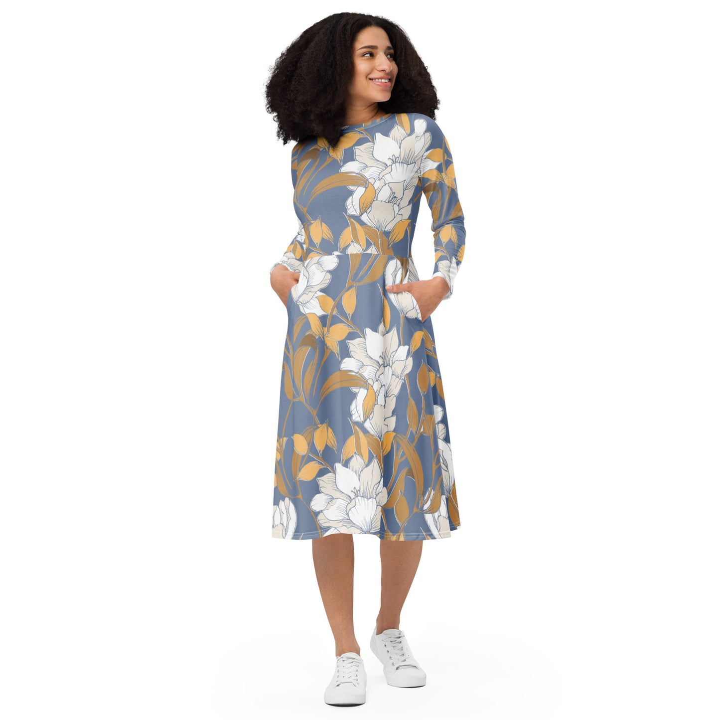 Kristen Long Sleeve Midi Dress - Activewear Well