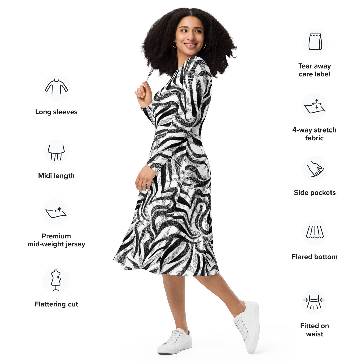Tiffany Sleeve Midi Dress - Activewear Well