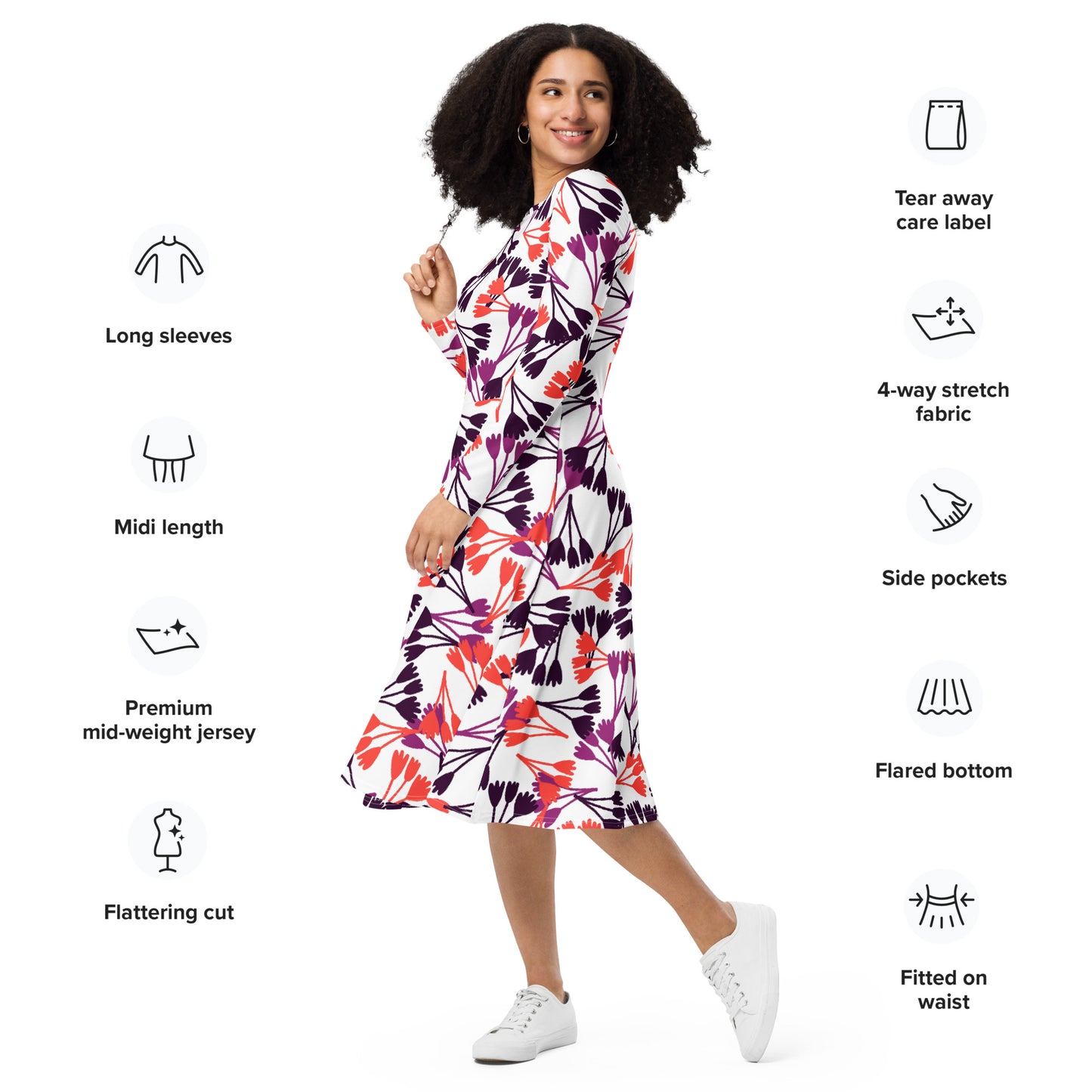 Staci Long Sleeve Midi Dress - Activewear Well