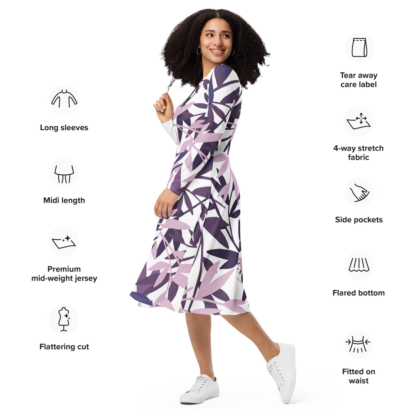 Brooke Long Sleeve Midi Dress - Activewear Well
