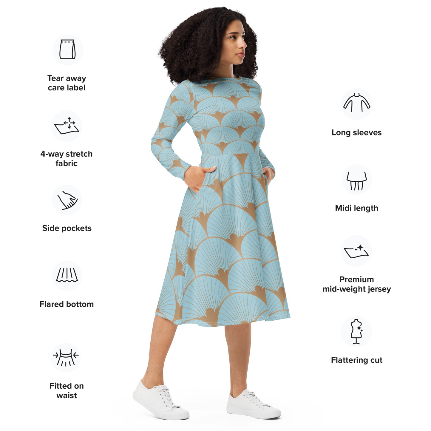 Sophia Long Sleeve Midi Dress - Activewear Well