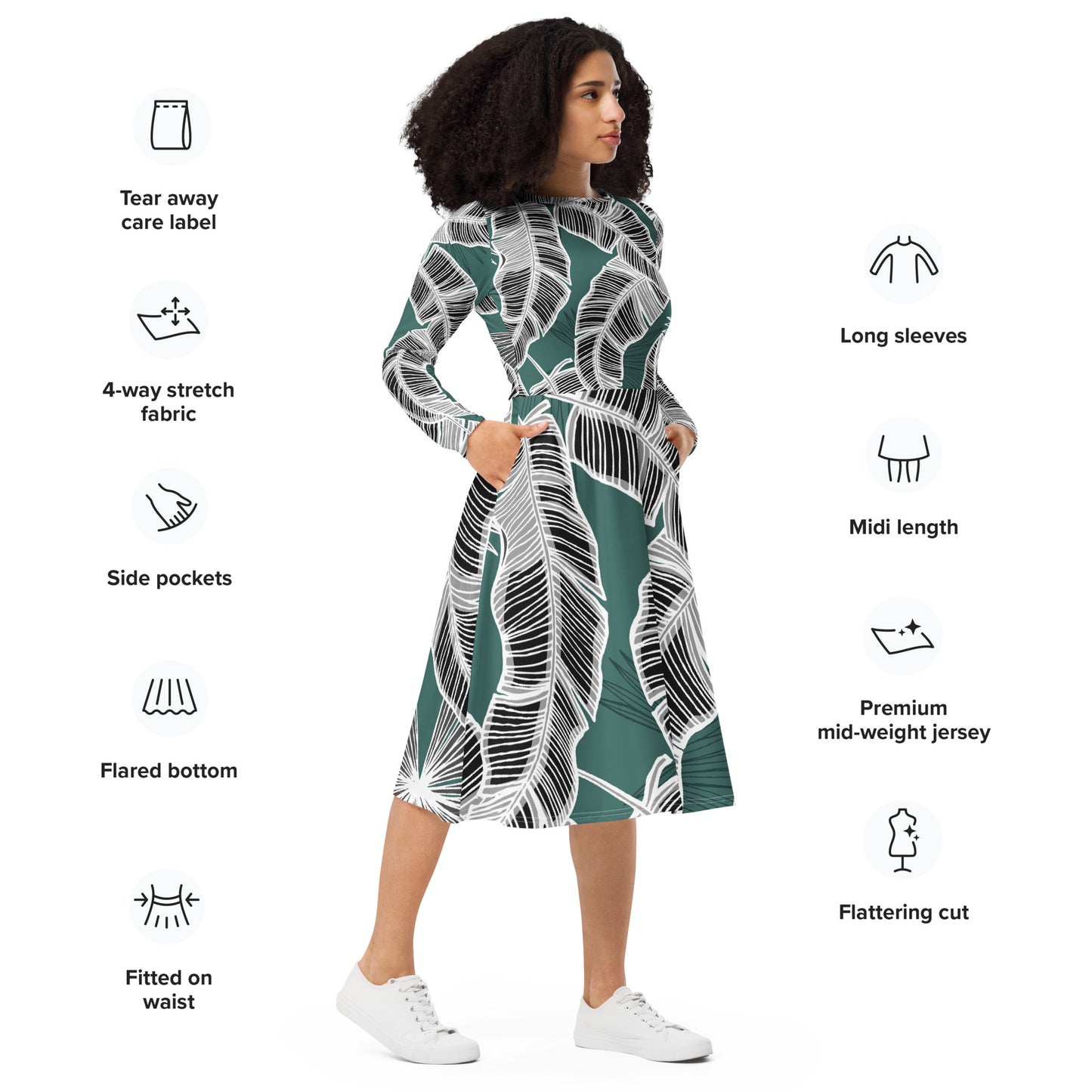 Olivia Long Sleeve Midi Dress - Activewear Well