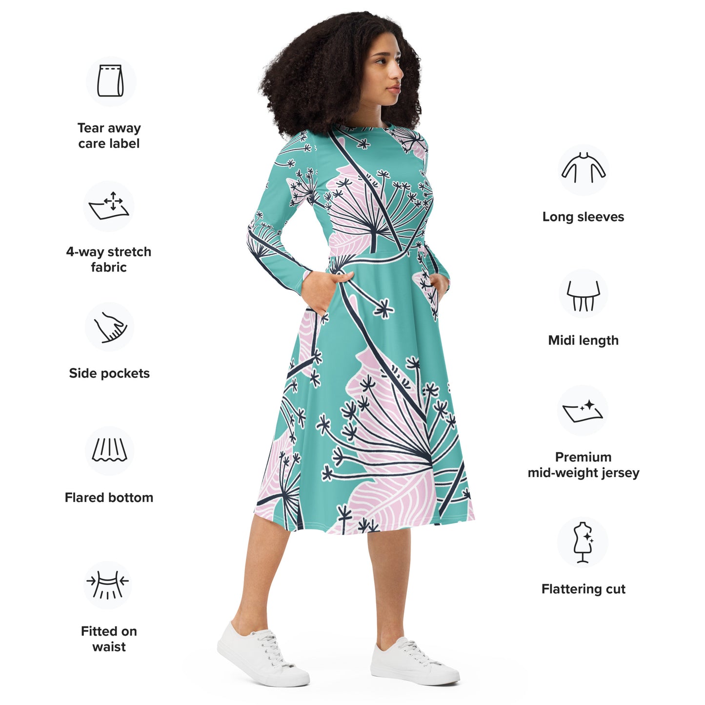 Amalia Long Sleeve Midi Dress - Activewear Well