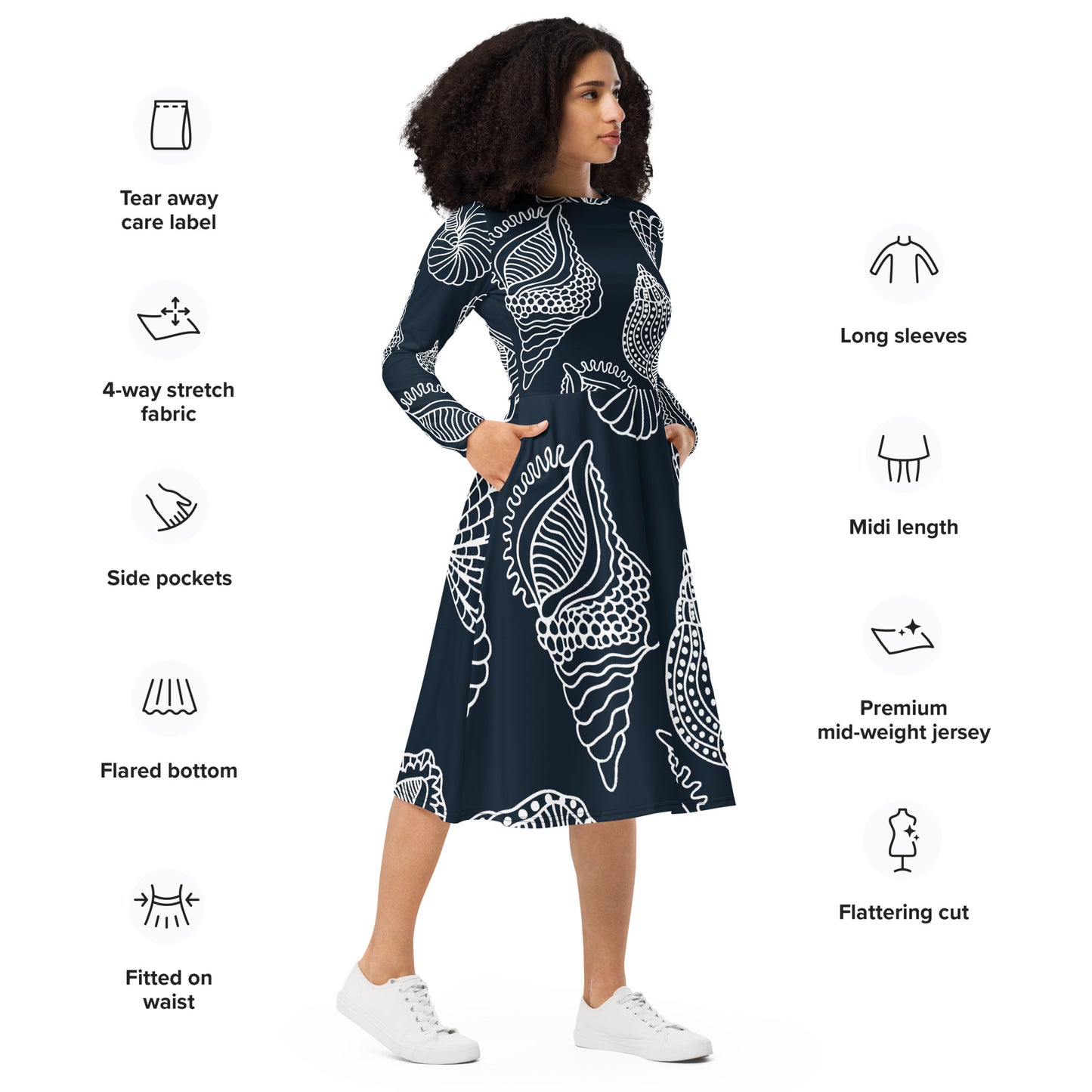 Charlotte Long Sleeve Midi Dress - Activewear Well