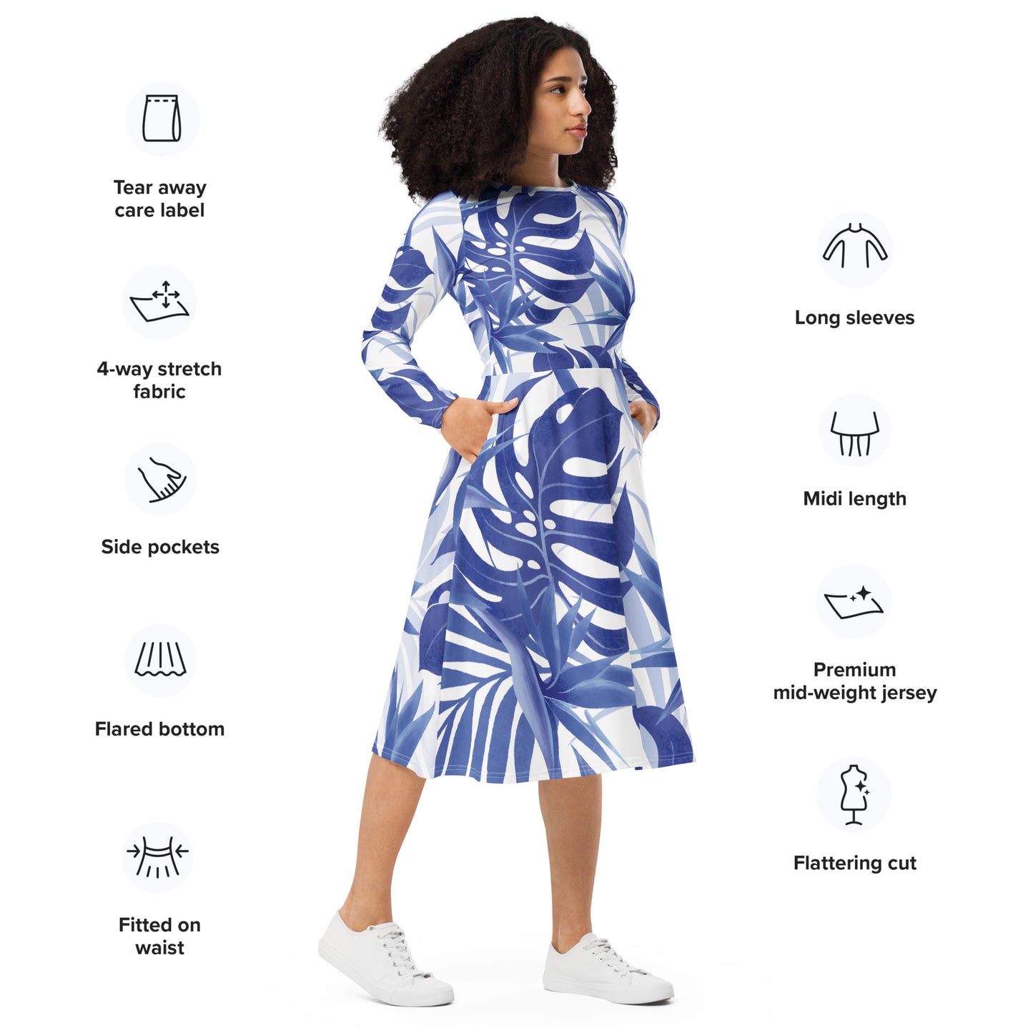 Avril Long Sleeve Midi Dress - Activewear Well