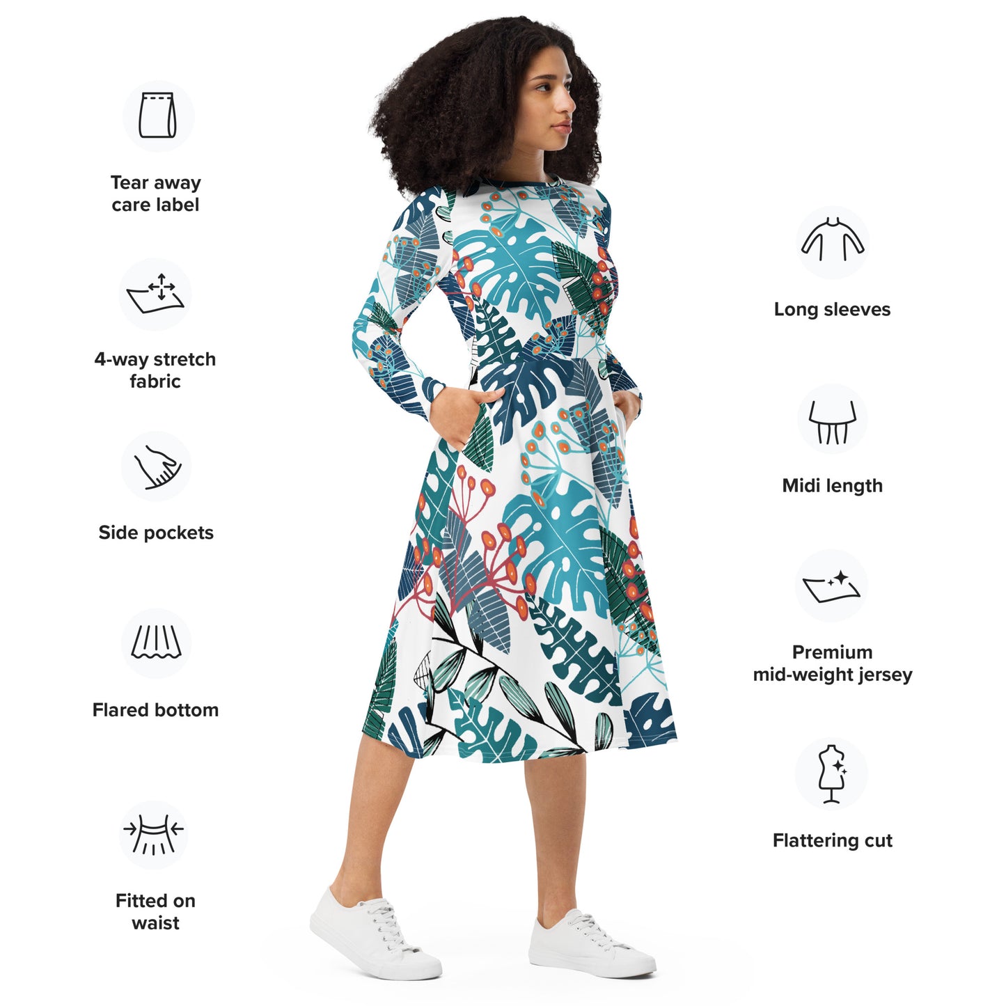 Abby Long Sleeve Midi Dress - Activewear Well