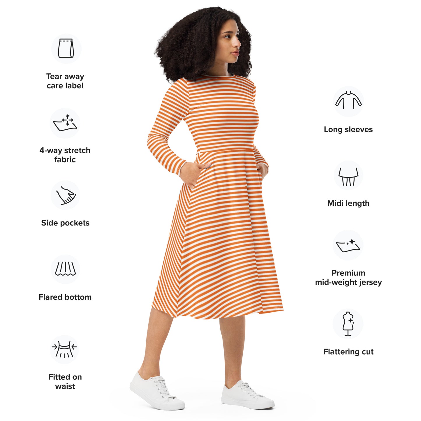 Jenna Long Sleeve Midi Dress - Activewear Well