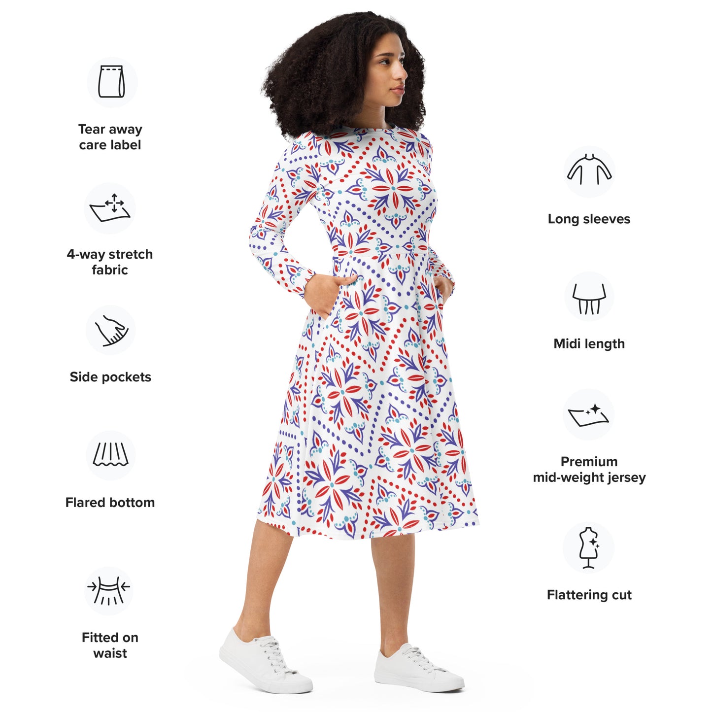 Cassie Long Sleeve Midi Dress - Activewear Well
