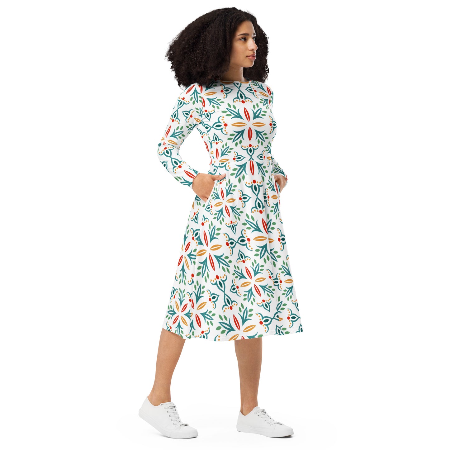 Ava Long Sleeve Midi Dress - Activewear Well