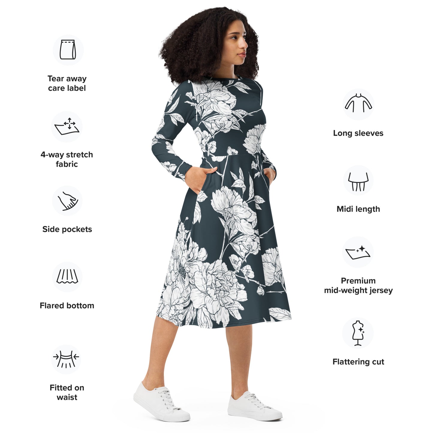 Ruby Long Sleeve Midi Dress - Activewear Well