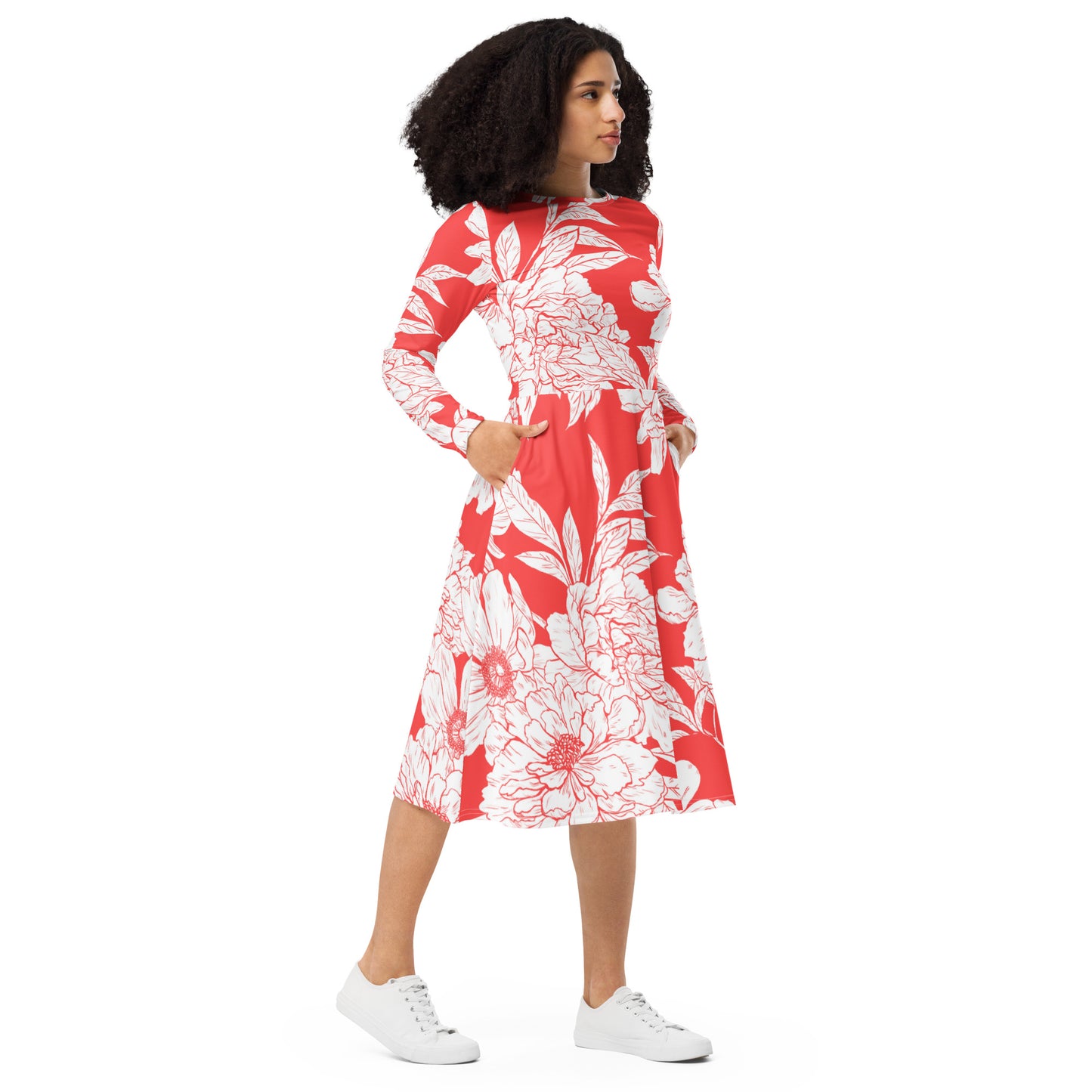 Emily Long Sleeve Midi Dress - Activewear Well