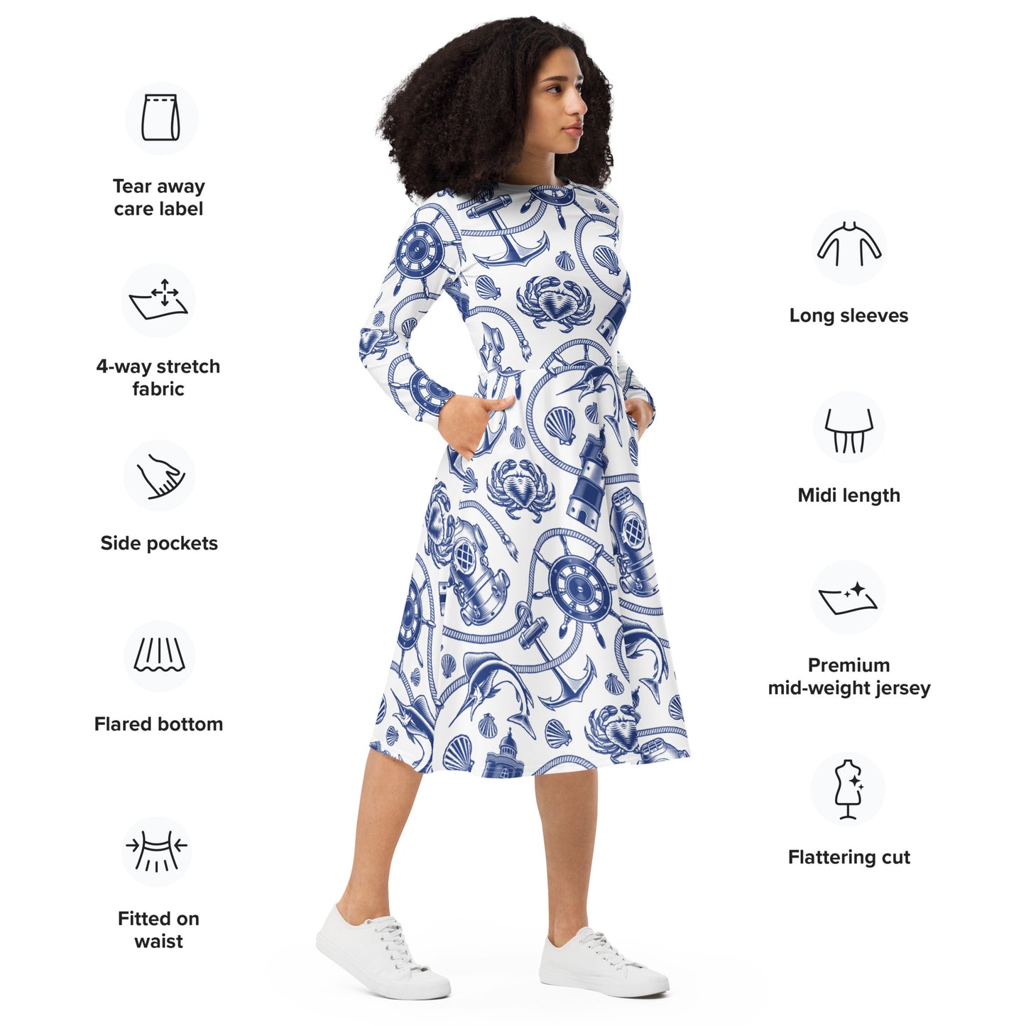 Ariana Long Sleeve Midi Dress - Activewear Well