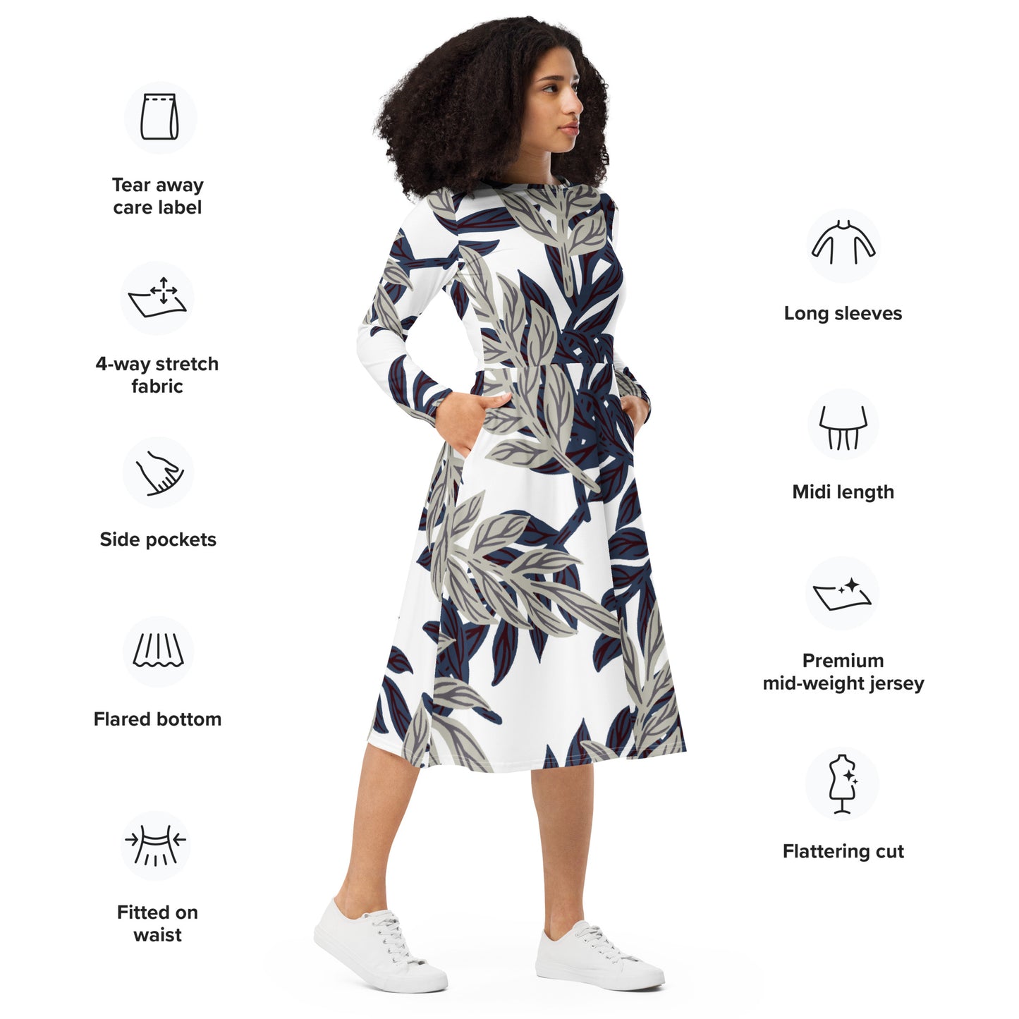Ashley Long Sleeve Midi Dress - Activewear Well