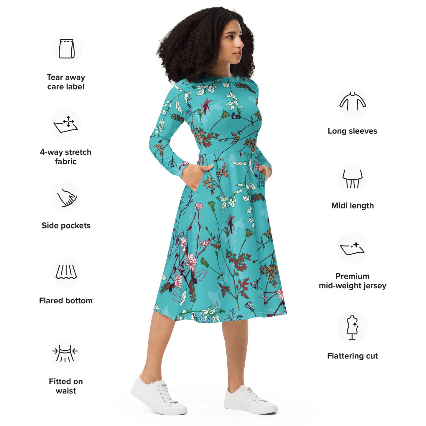 Hailey Long Sleeve Midi Dress - Activewear Well