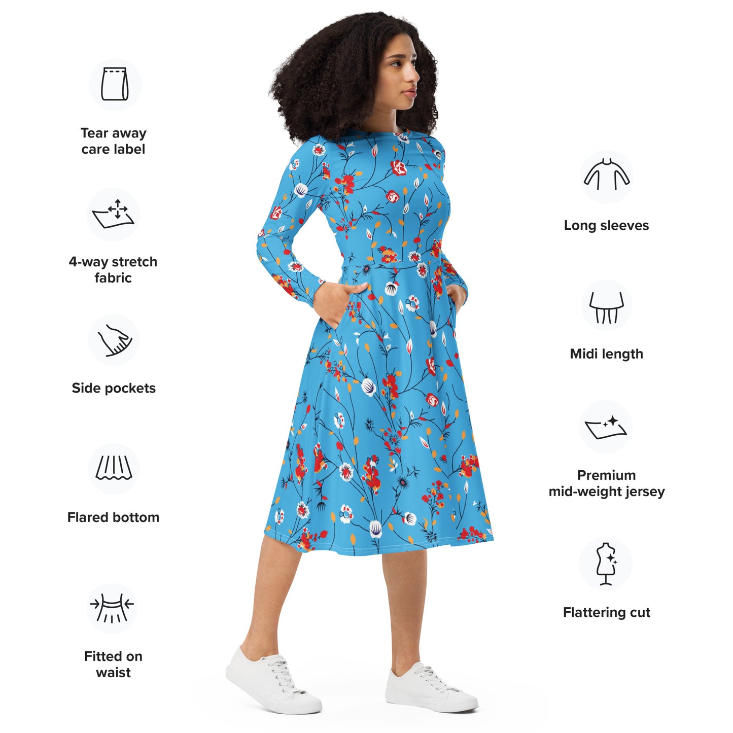 Grace Long Sleeve Midi Dress - Activewear Well