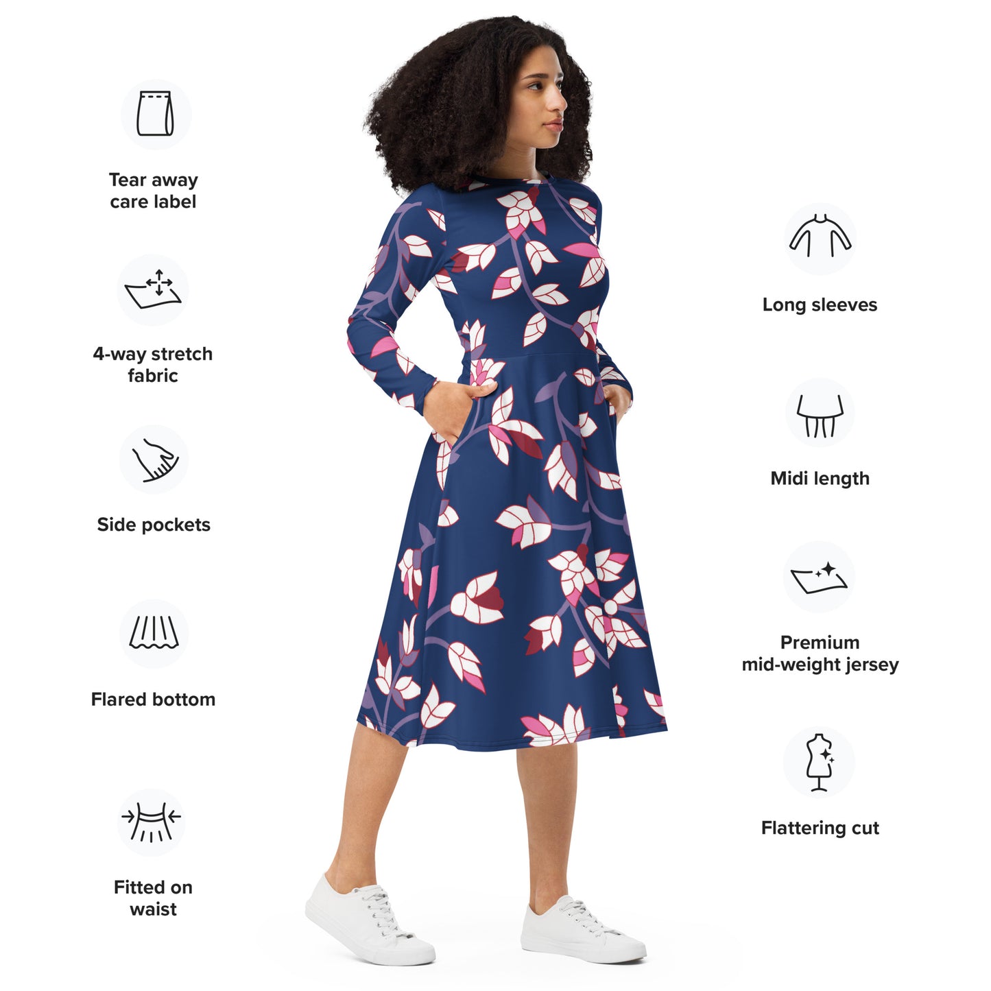Kelly Long Sleeve Midi Dress - Activewear Well