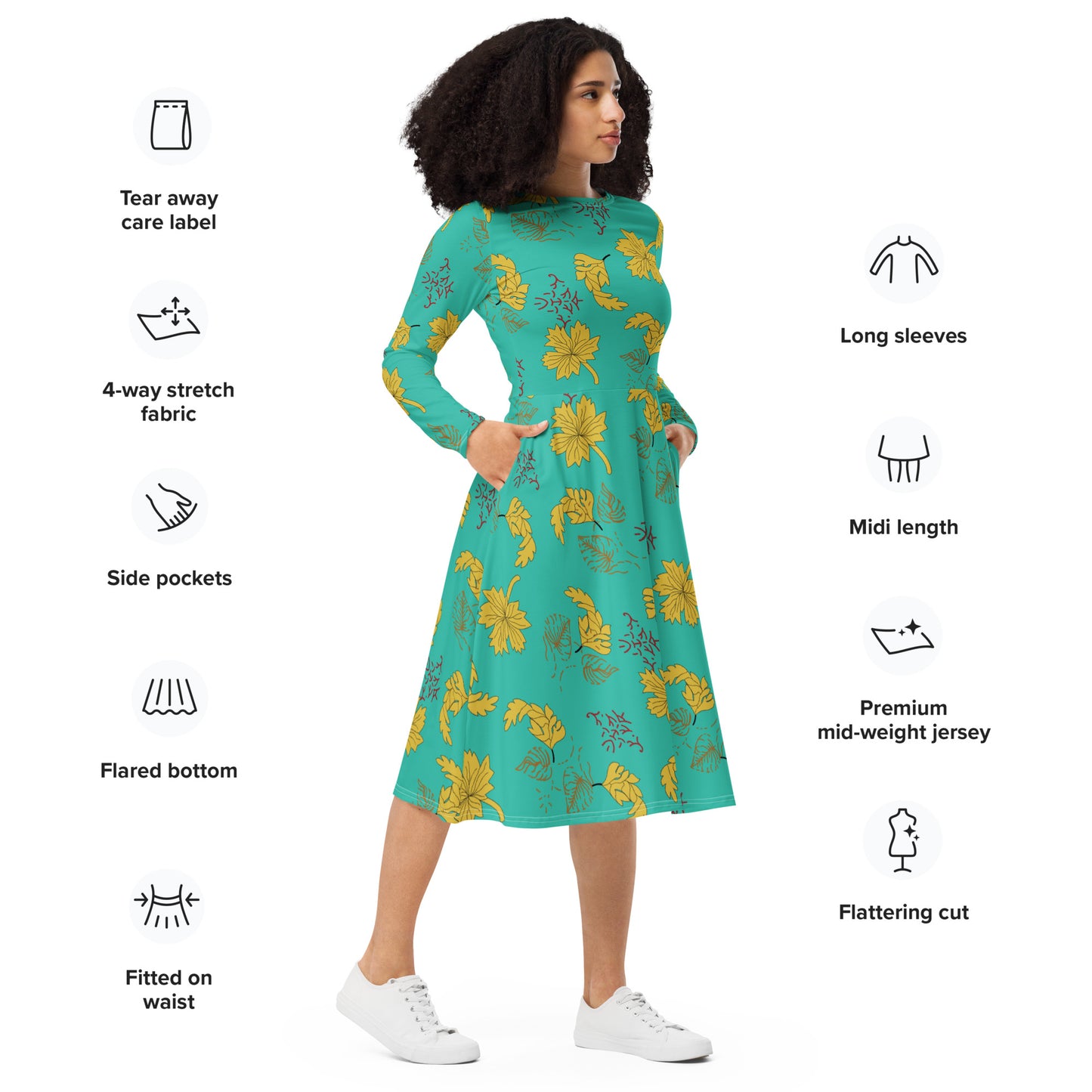 Lily Long Sleeve Midi Dress - Activewear Well