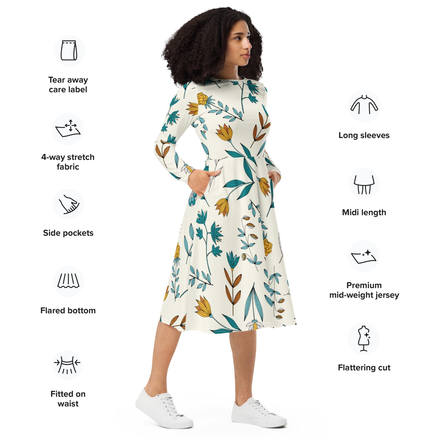 Tricia Long Sleeve Midi Dress - Activewear Well