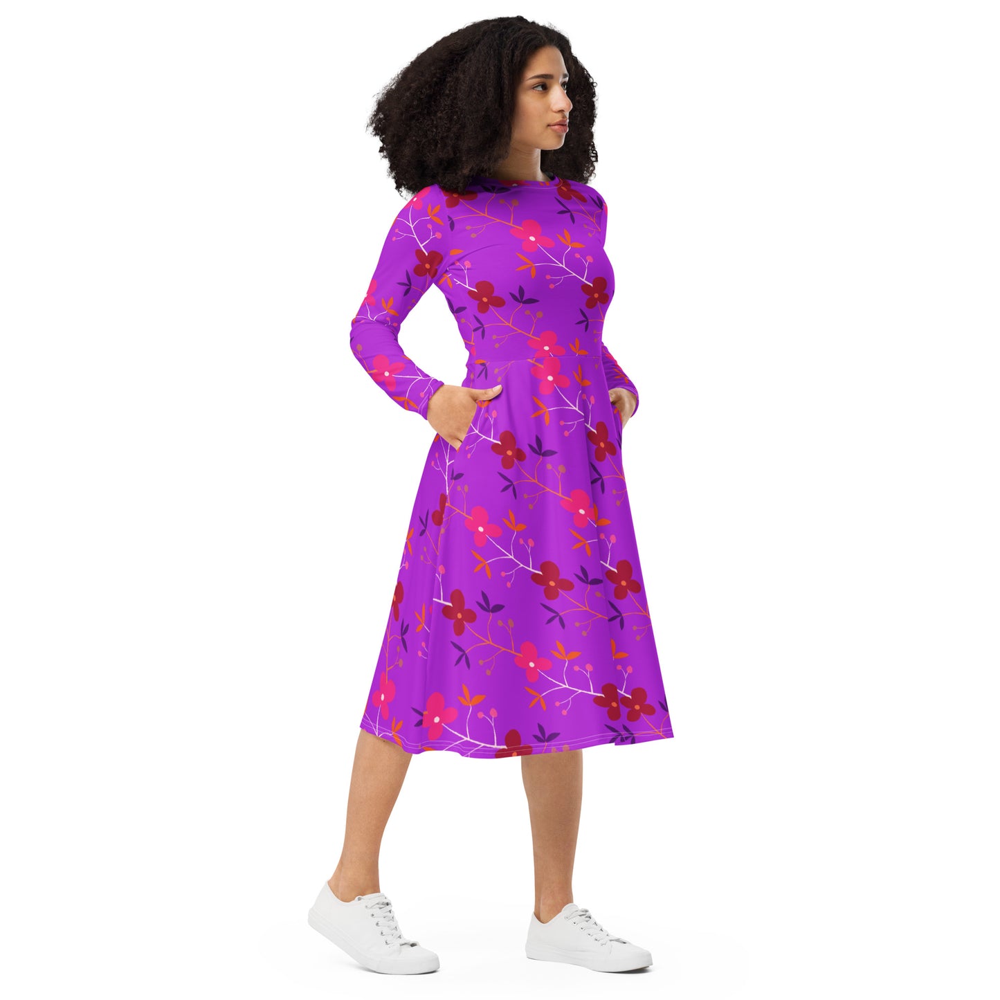 Kayla Long Sleeve Midi Dress - Activewear Well