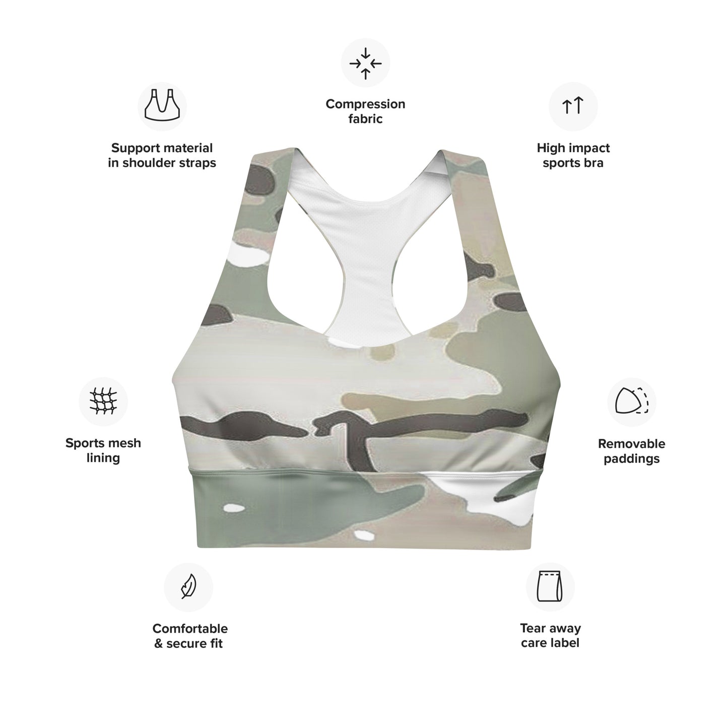 Desert Camo Longline Sports Bra - Activewear Well