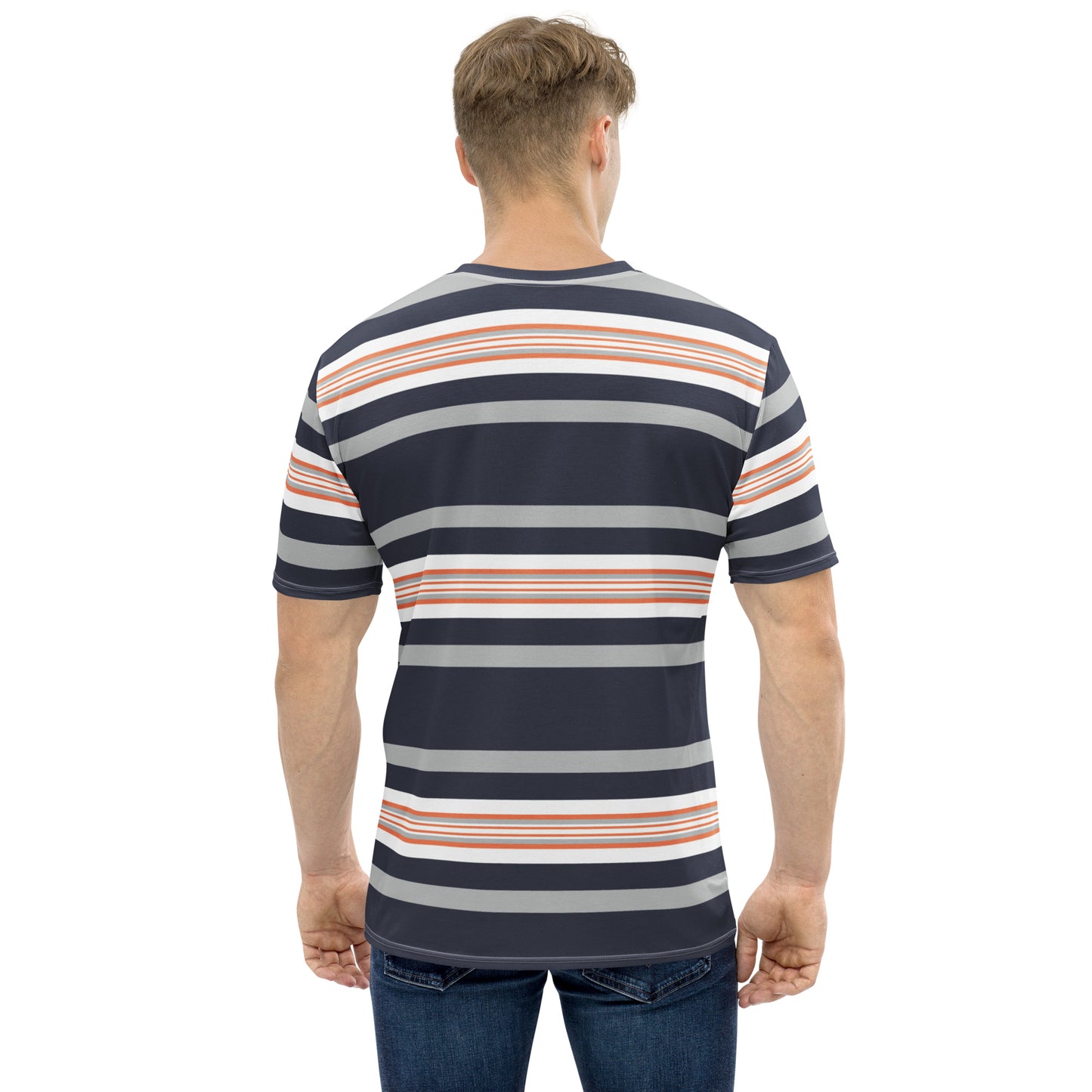 Men's Grey Striped T-Shirt - Activewear Well