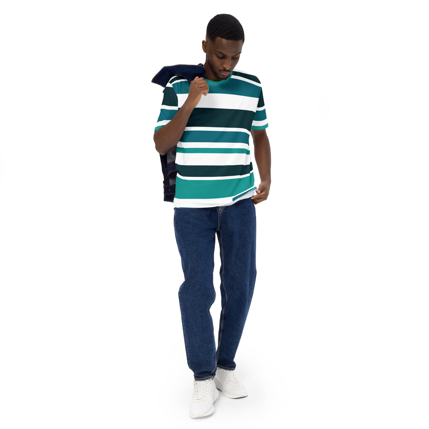 Men's Green Striped T-Shirt - Activewear Well